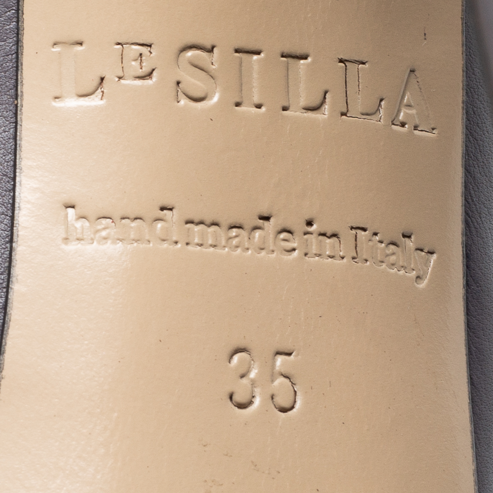 Le Silla Grey Leather Platform Pumps Size 35