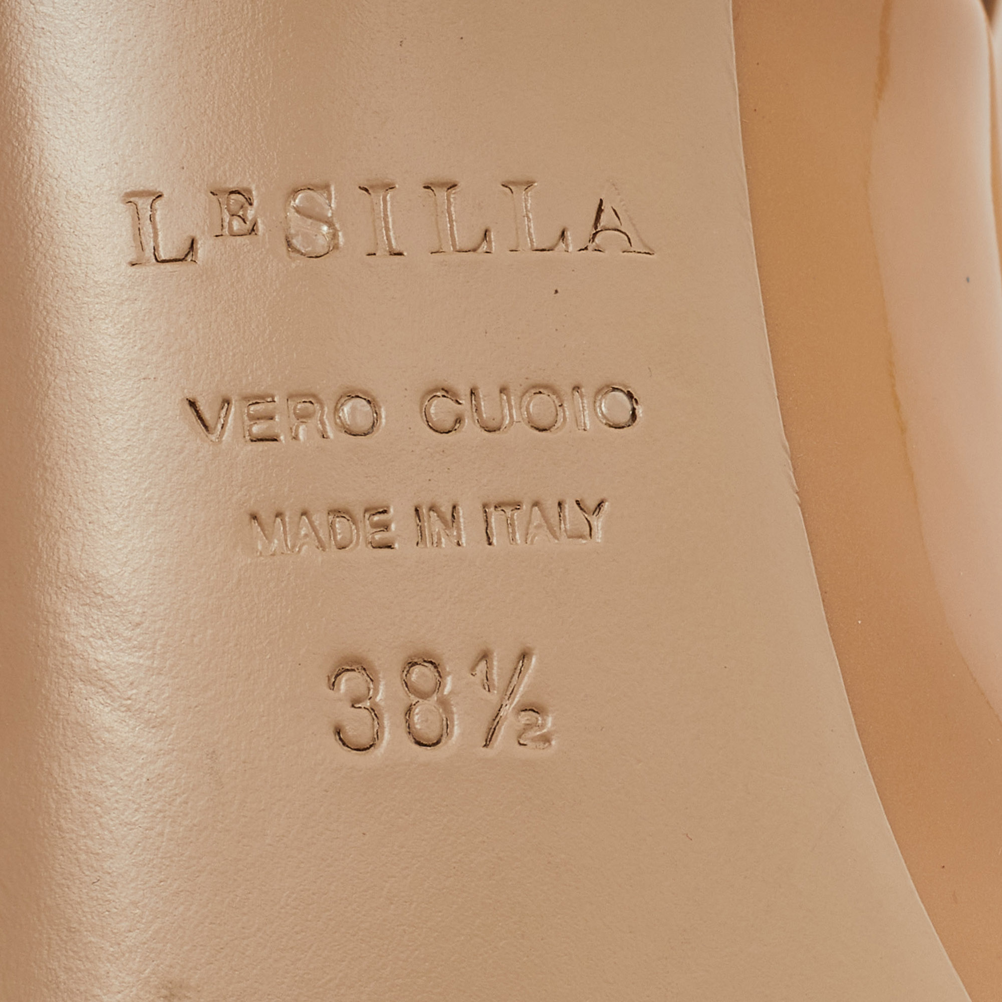 Le Silla Beige Patent Leather Gabry Peep Toe Pumps Size 38.5