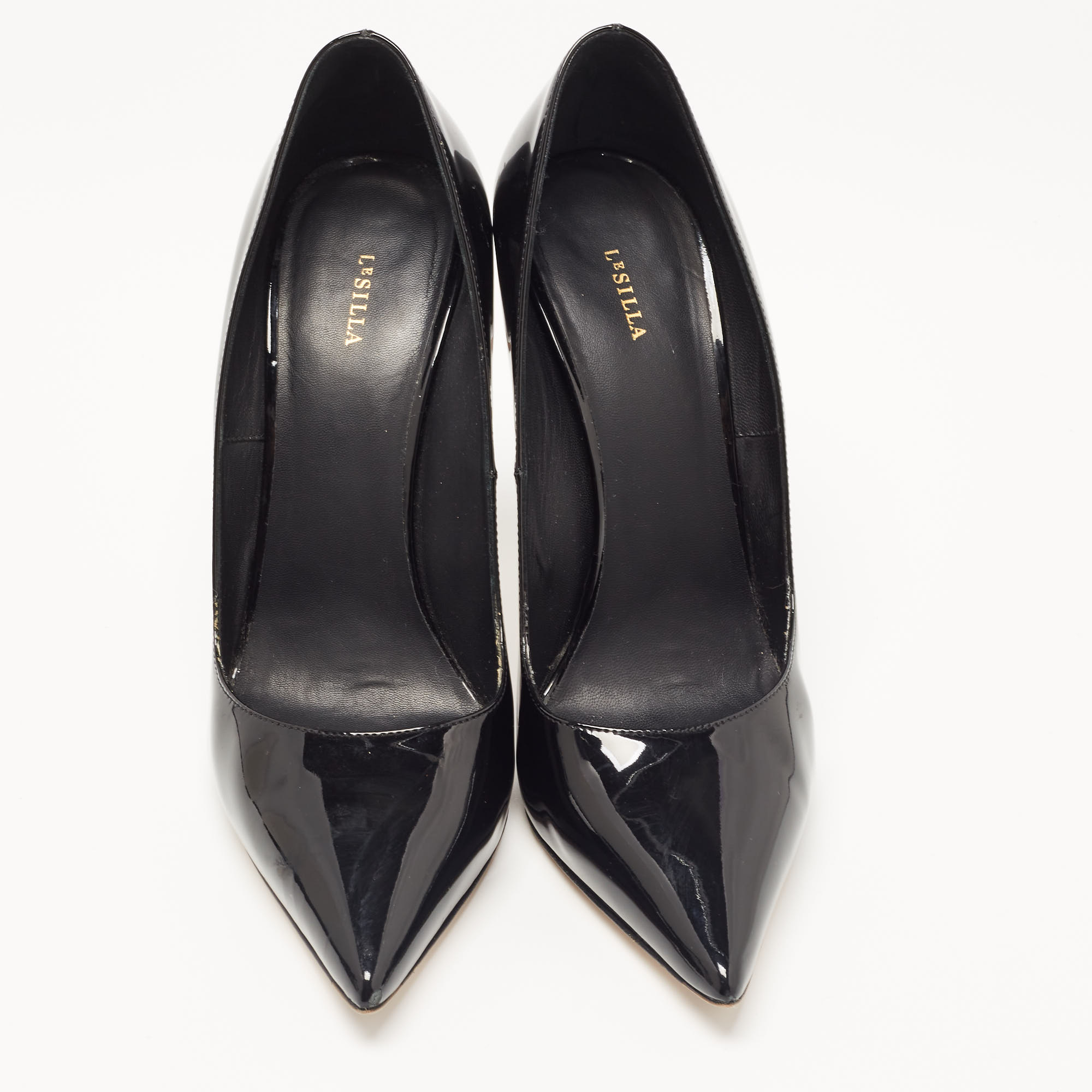 Le Silla Black Patent Leather Pointed Toe Pumps Size 39.5