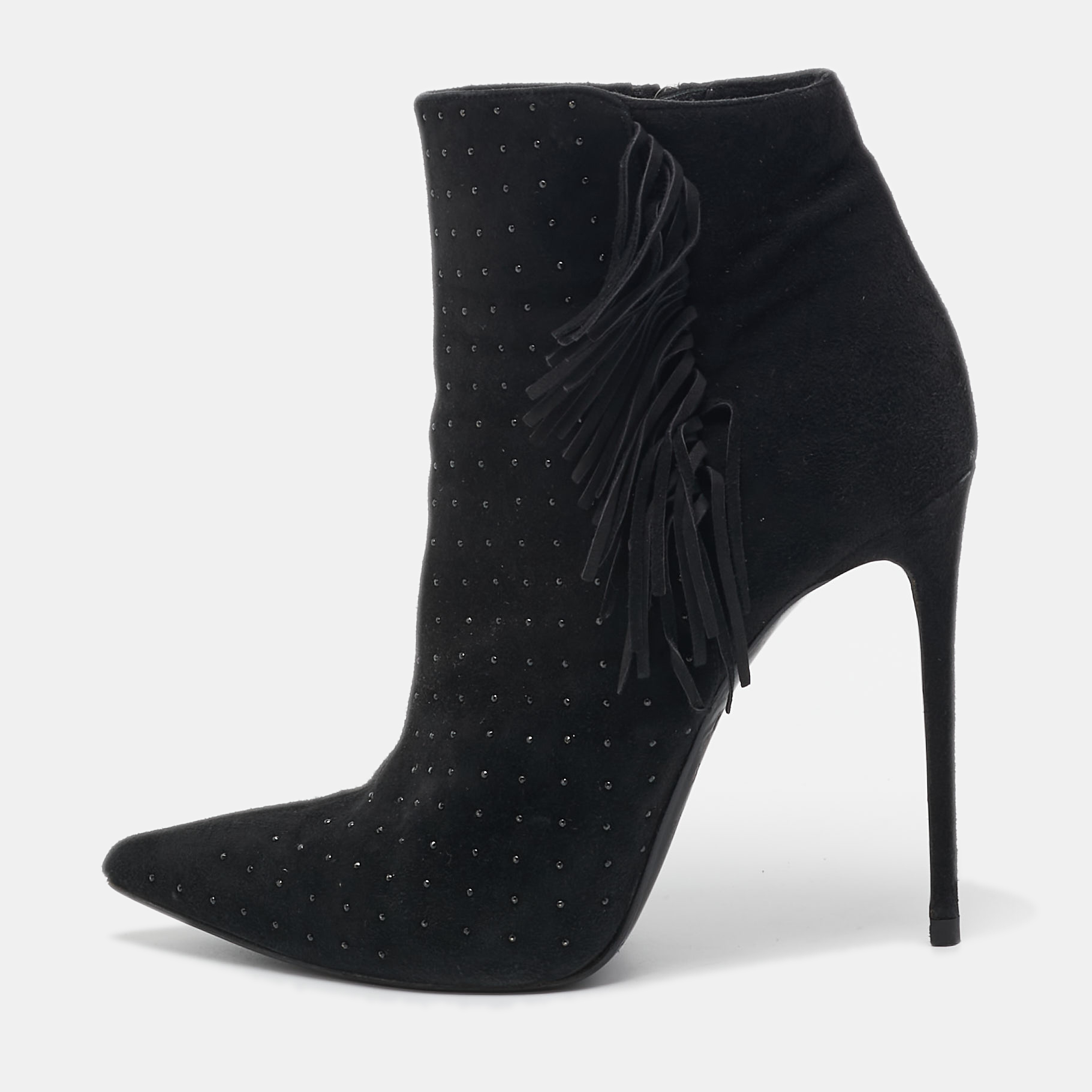 Le silla black suede studded lace-up ankle boots size 38