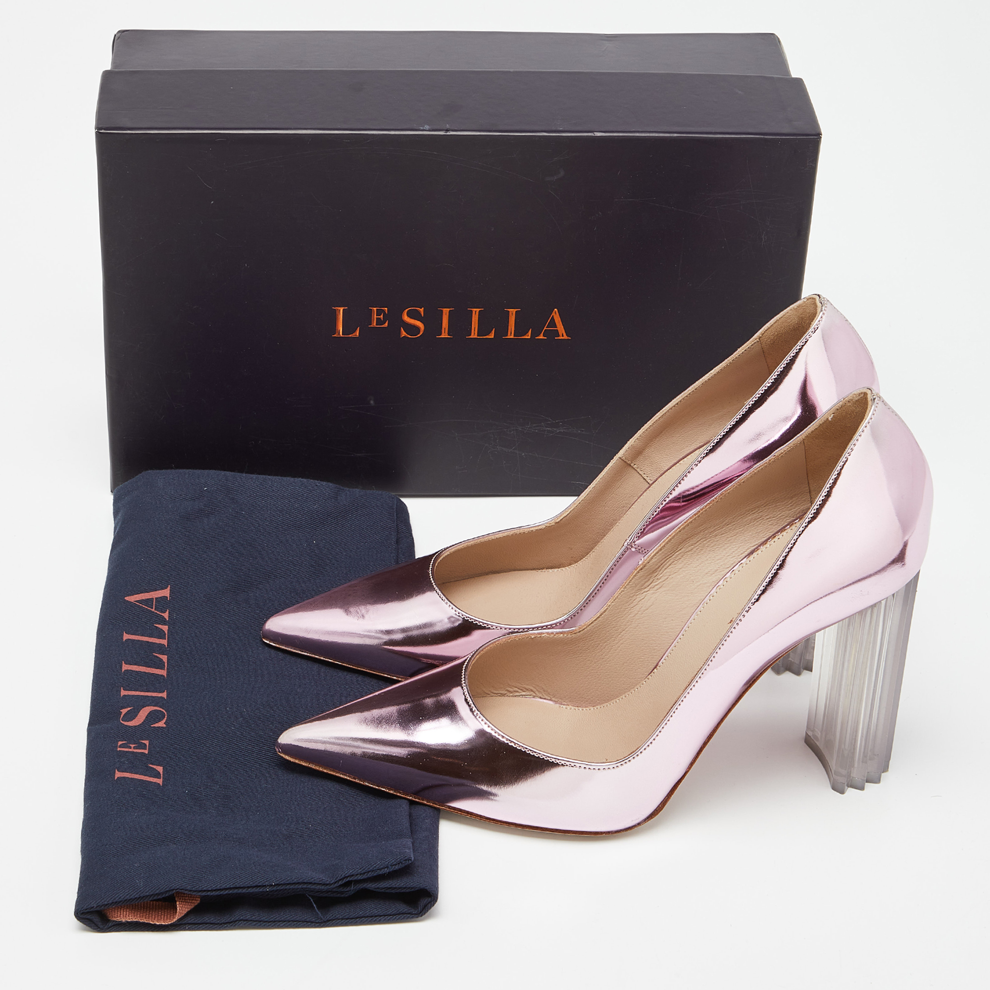 Le Silla Rose Pink Mirror Leather Fergie Iris Pumps Sizes 37.5