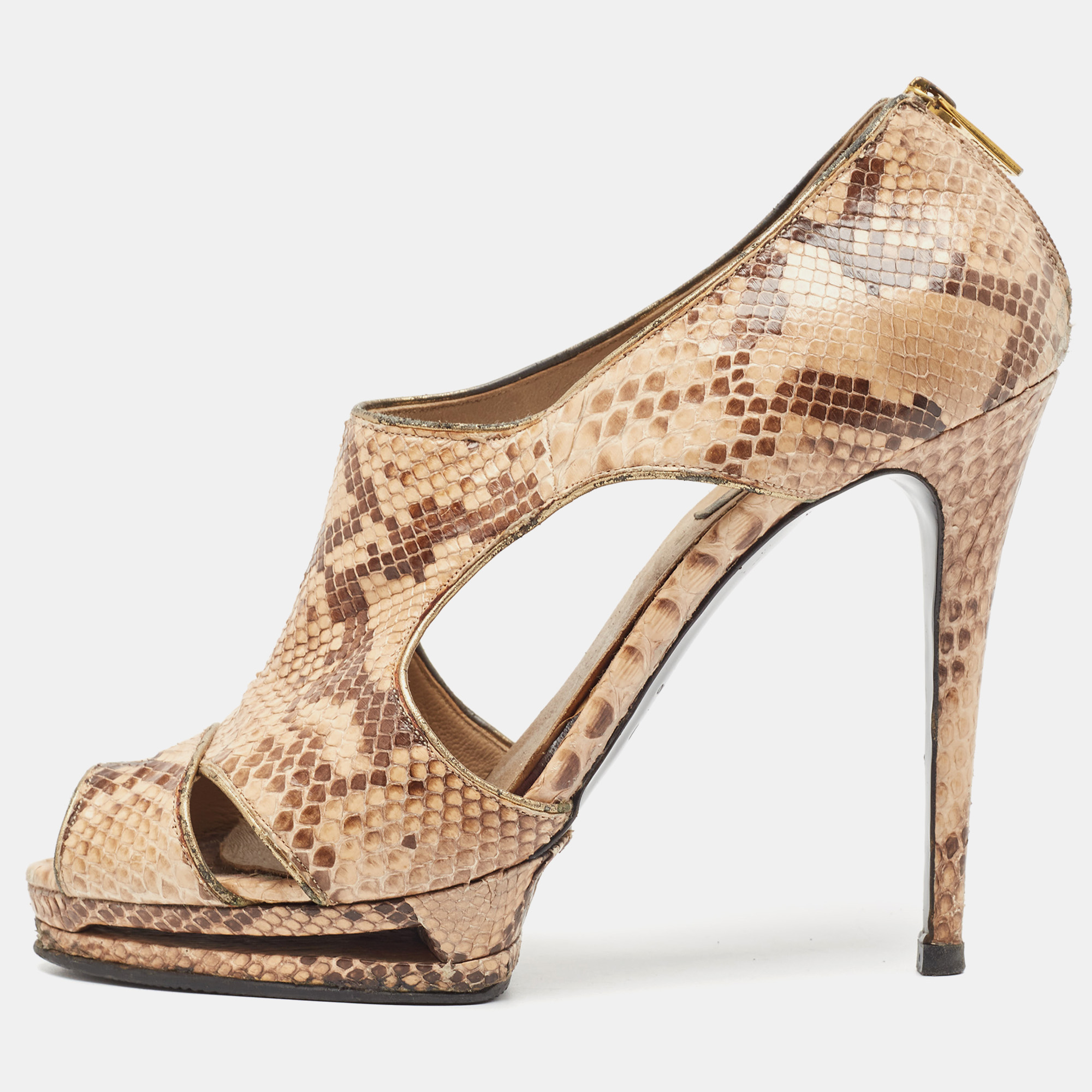Le silla two tone snakeskin cut out open toe pumps size 40