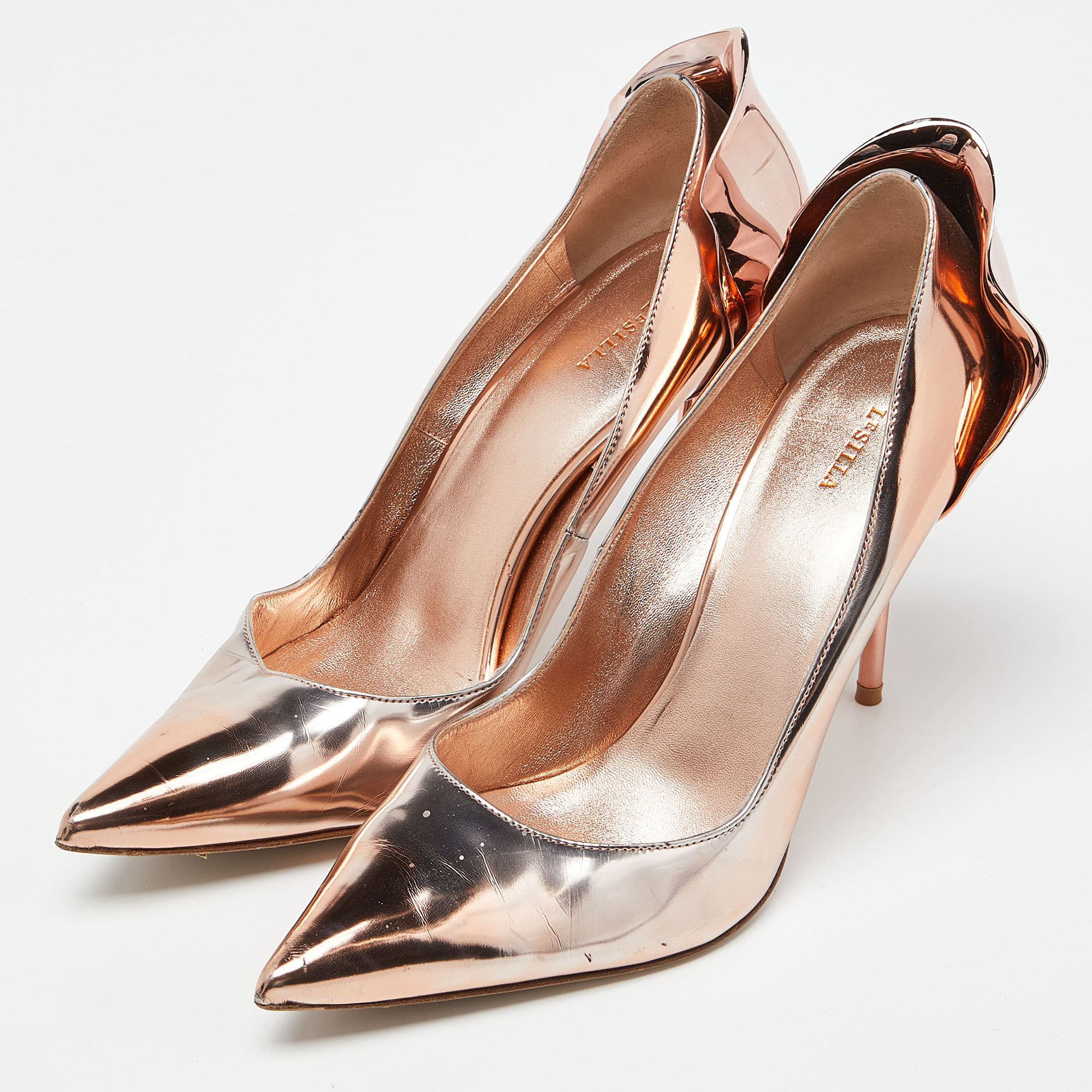 Le Silla Rose Gold Leather Petalo Pumps Size 41