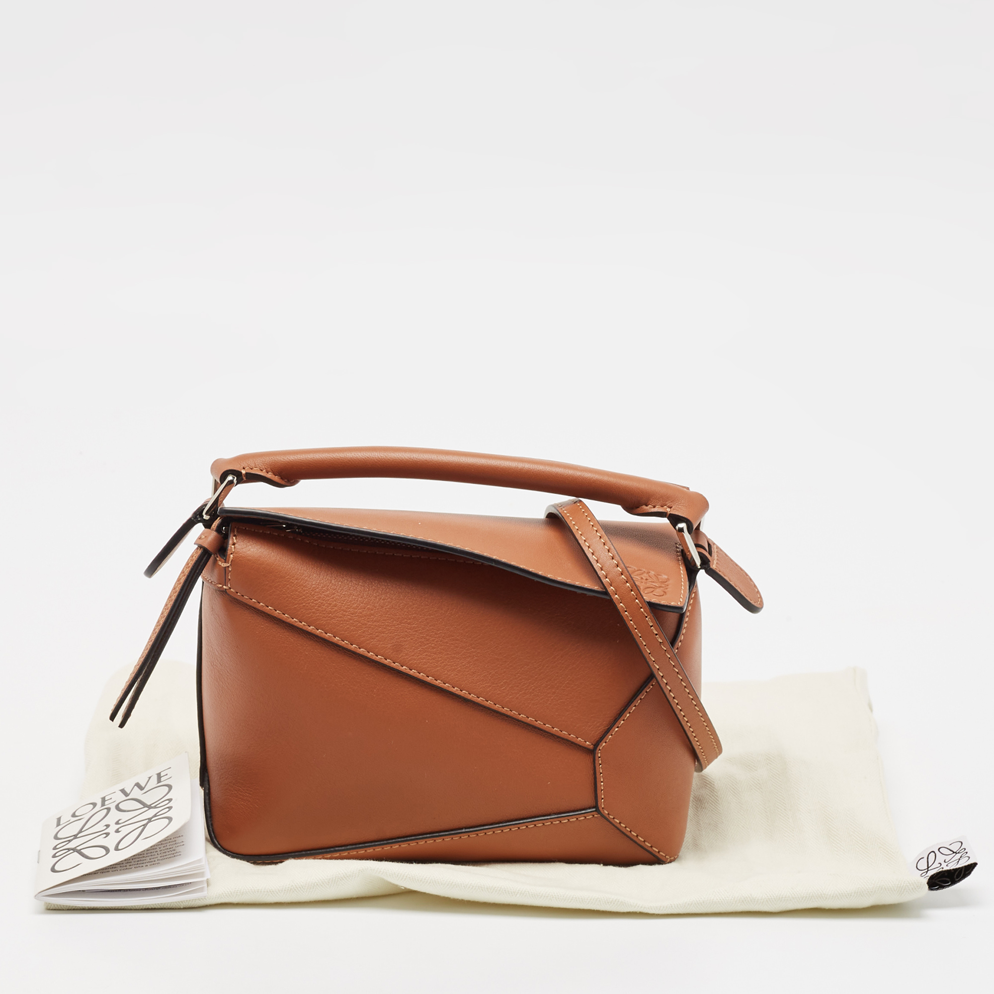 Loewe Brown Leather Mini Puzzle Shoulder Bag