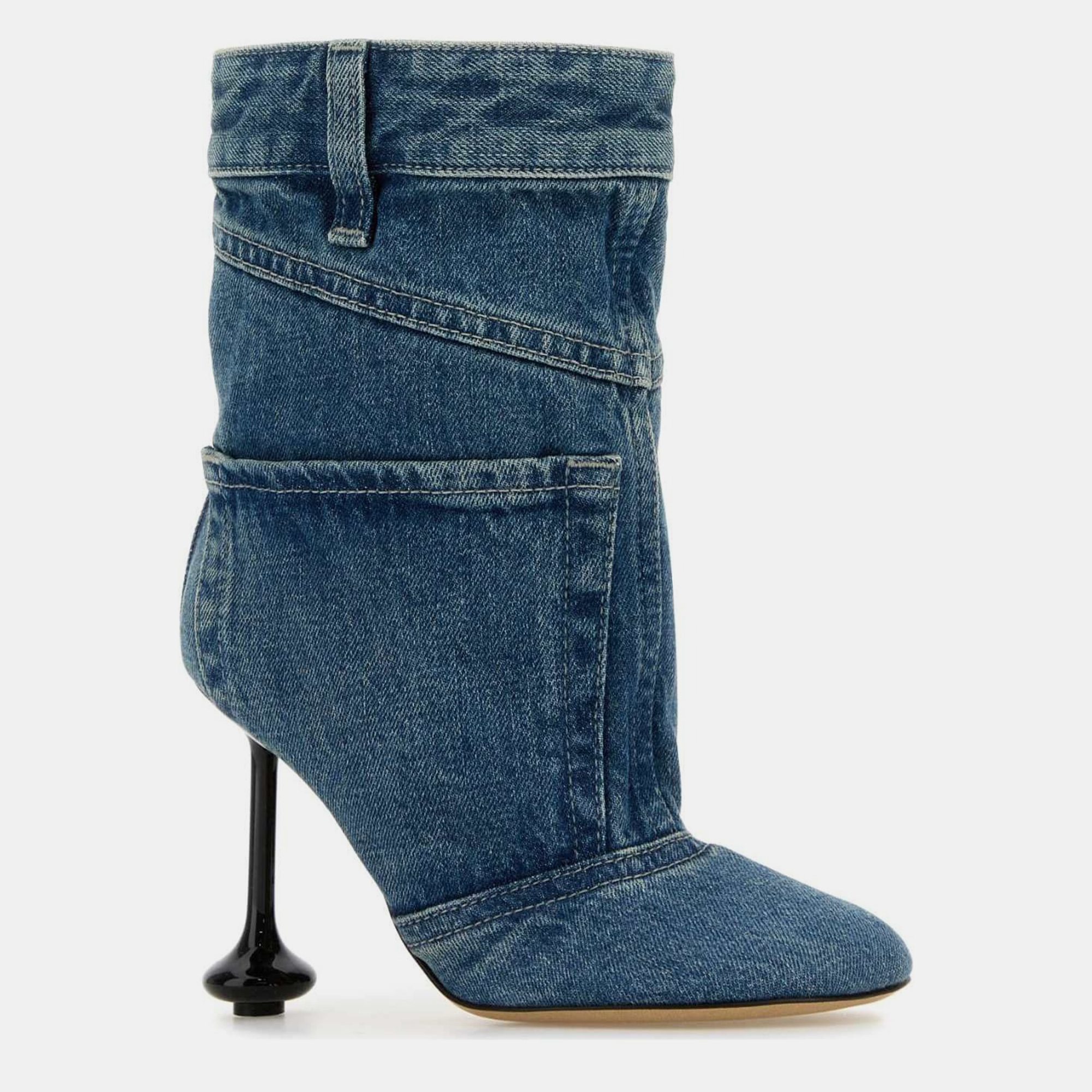 Loewe Blue Denim Toy Panta Ankle Boots EU 37