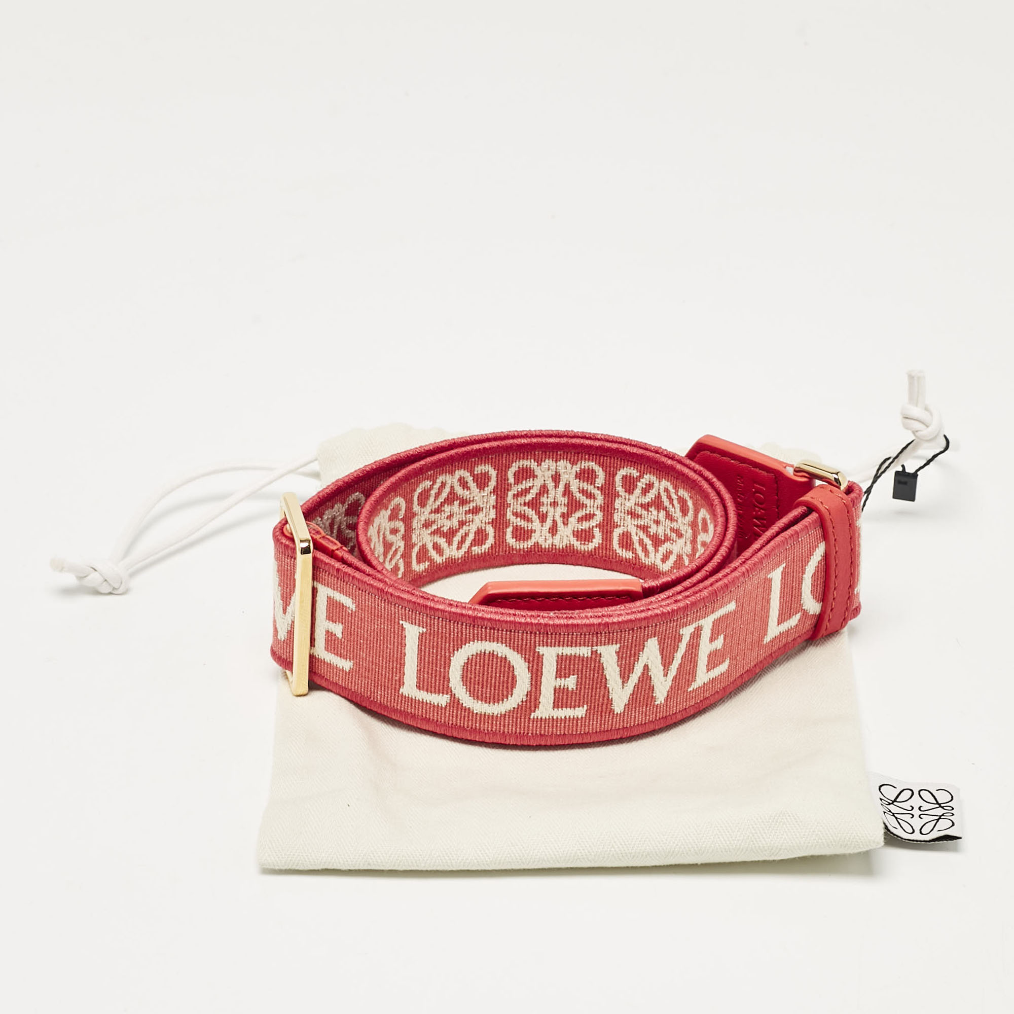 Loewe Orange/Beige Anagram Canvas And Leather Adjustable Bag Strap