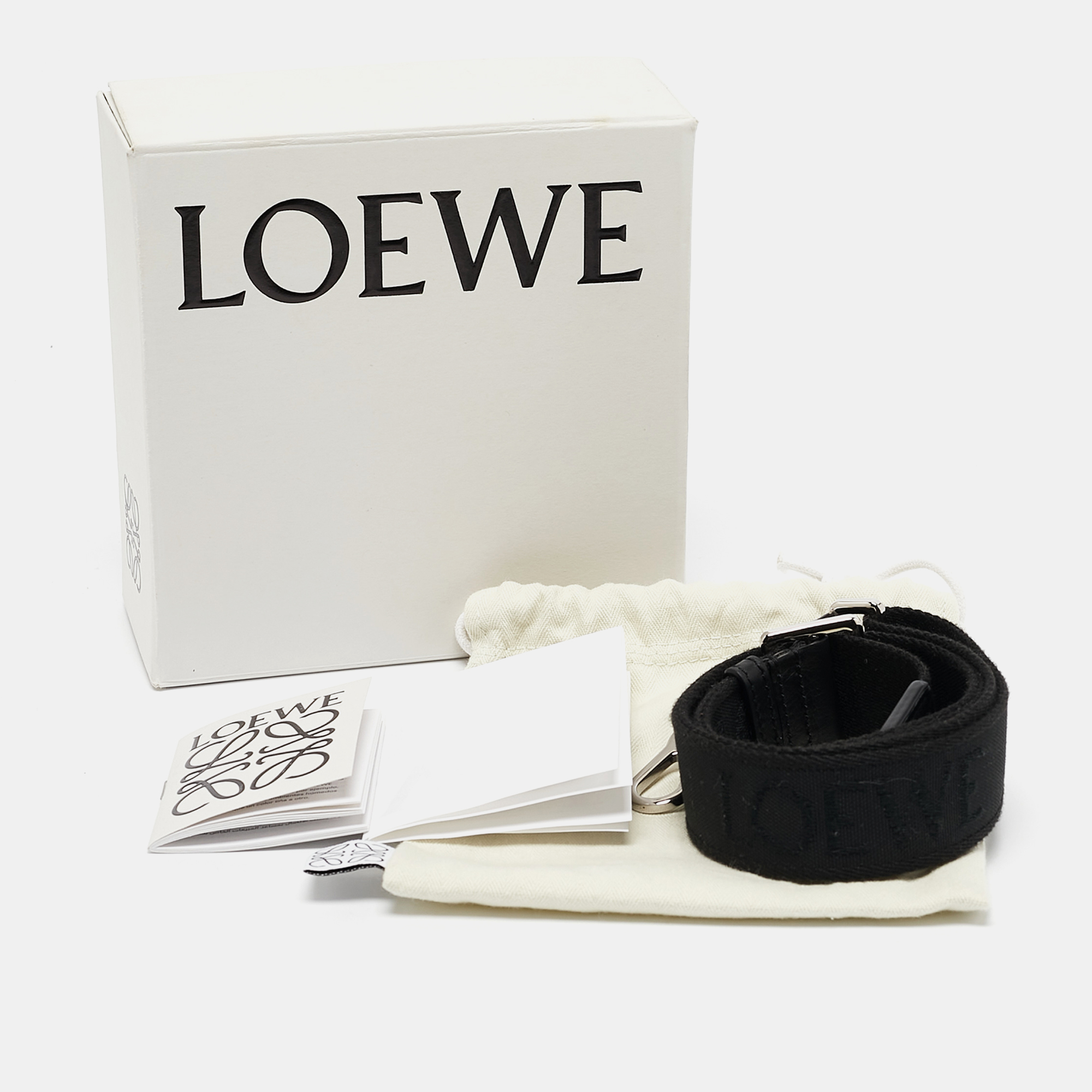 Loewe Black Canvas And Leather Webbing Adjustable Bag Strap