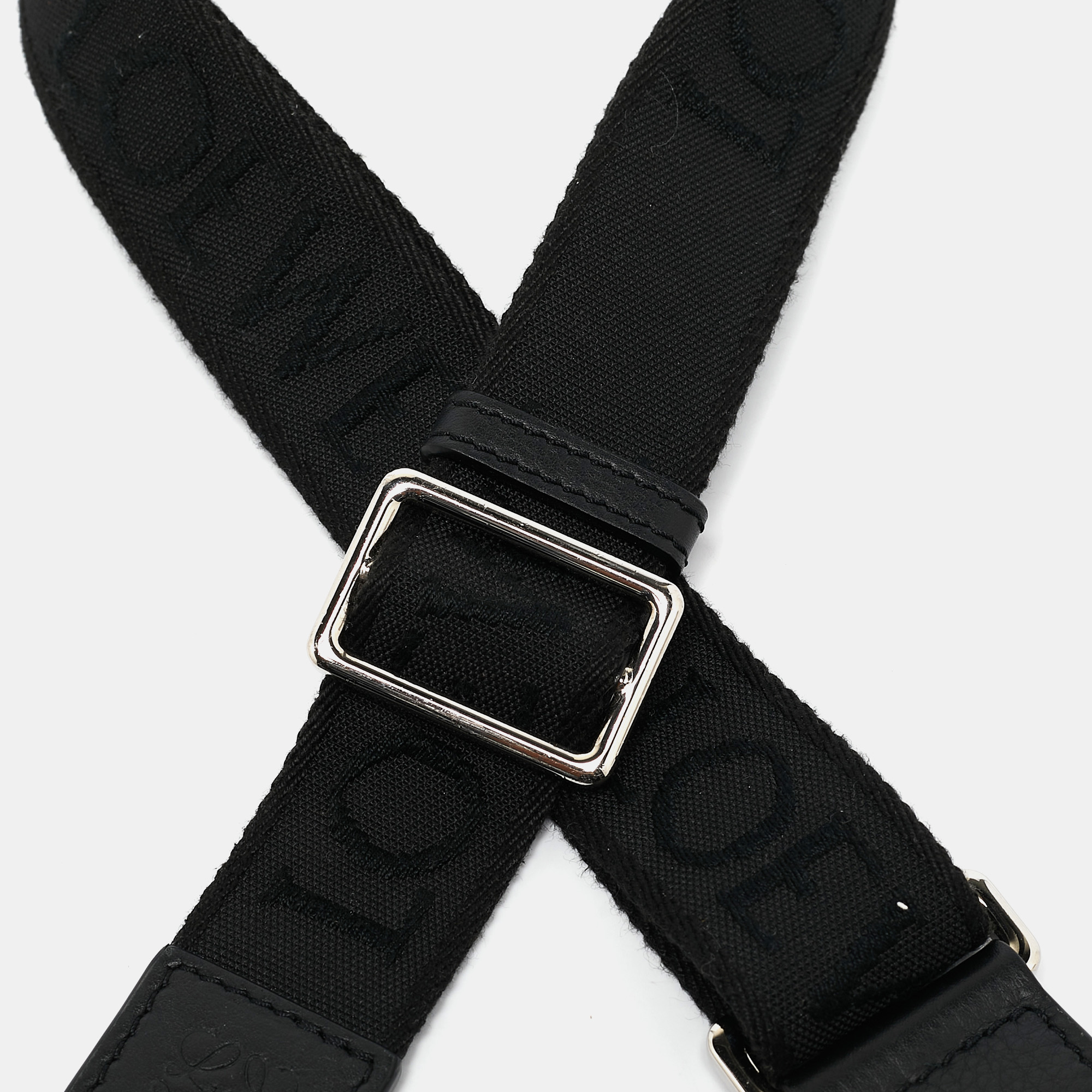 Loewe Black Canvas And Leather Webbing Adjustable Bag Strap