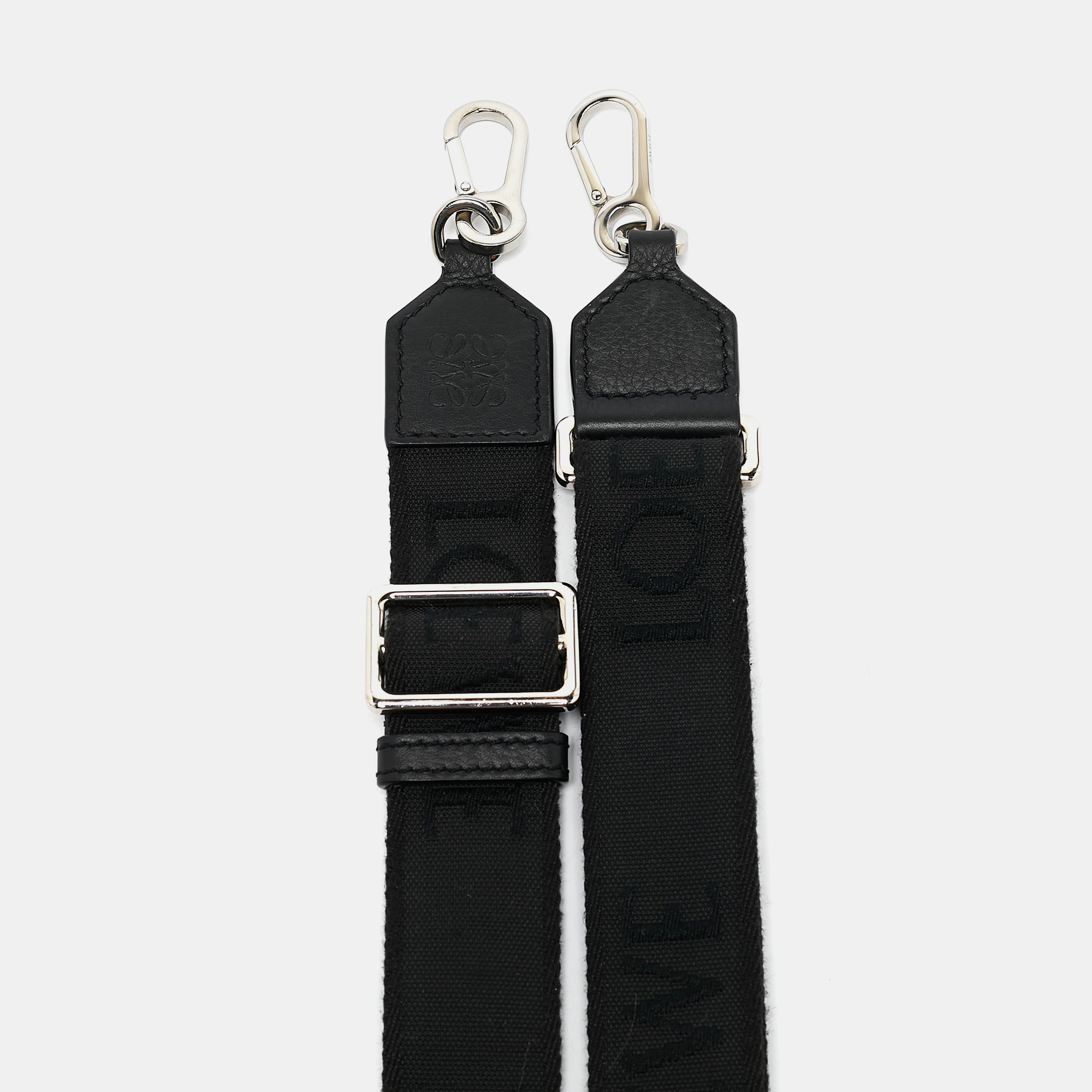 Loewe Black Canvas And Leather Webbing Adjustable Bag Strap