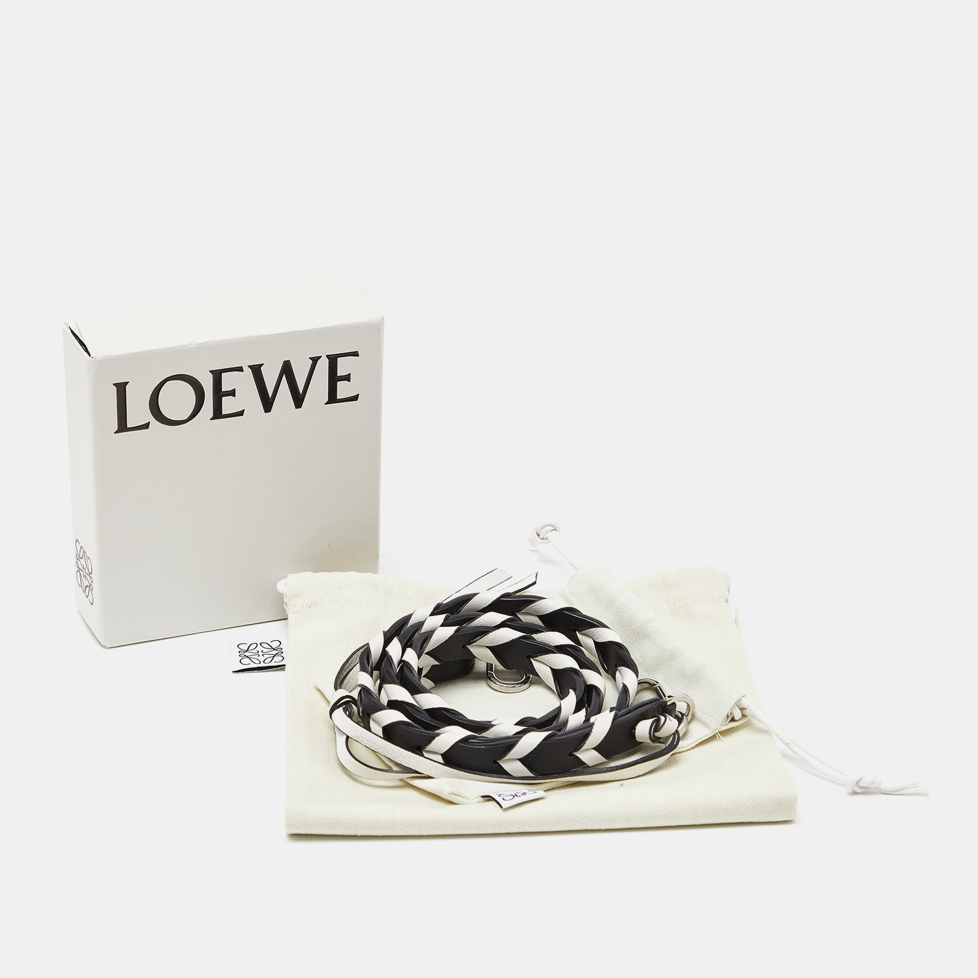Loewe Black/White Leather Bag Strap