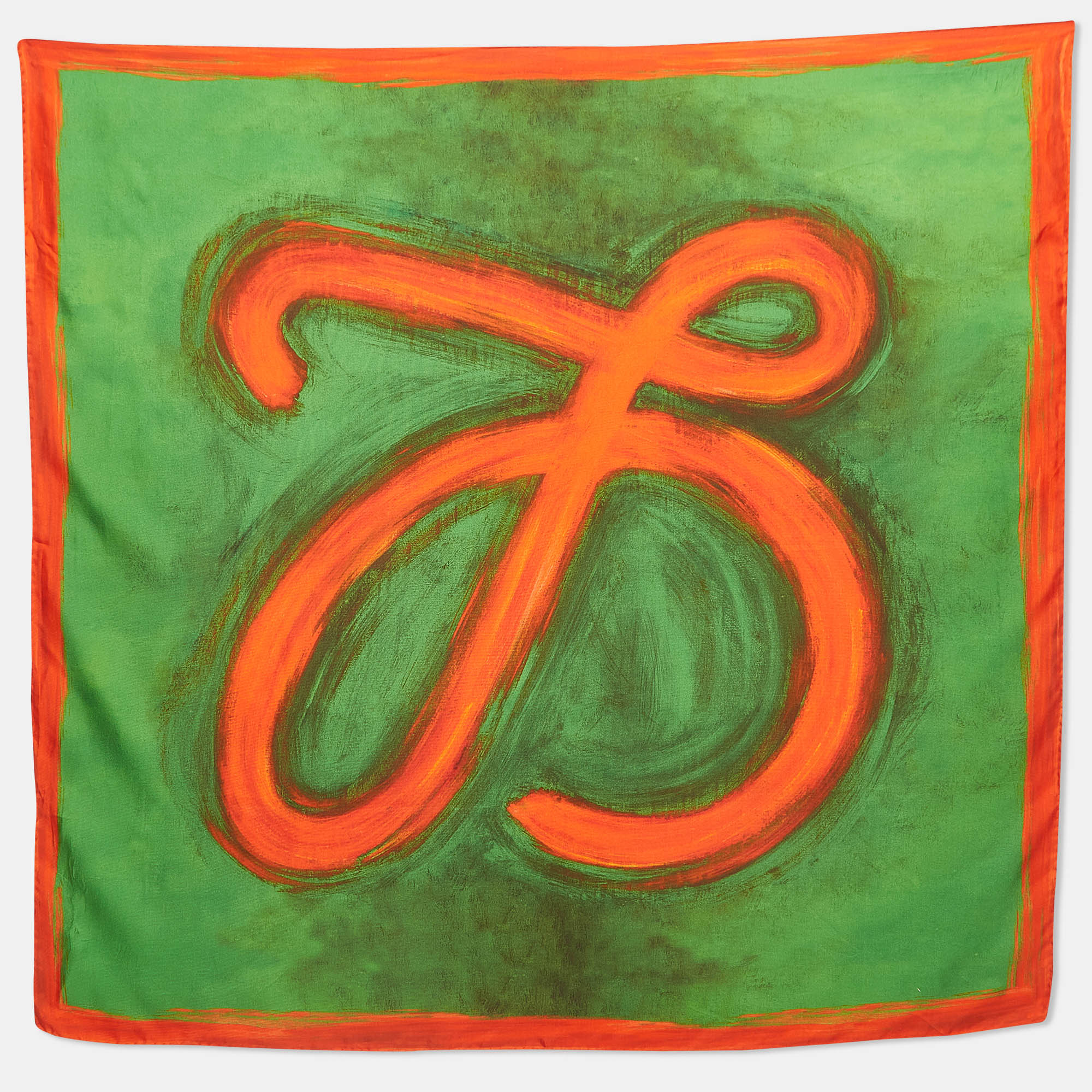 Loewe green/orange printed square scarf