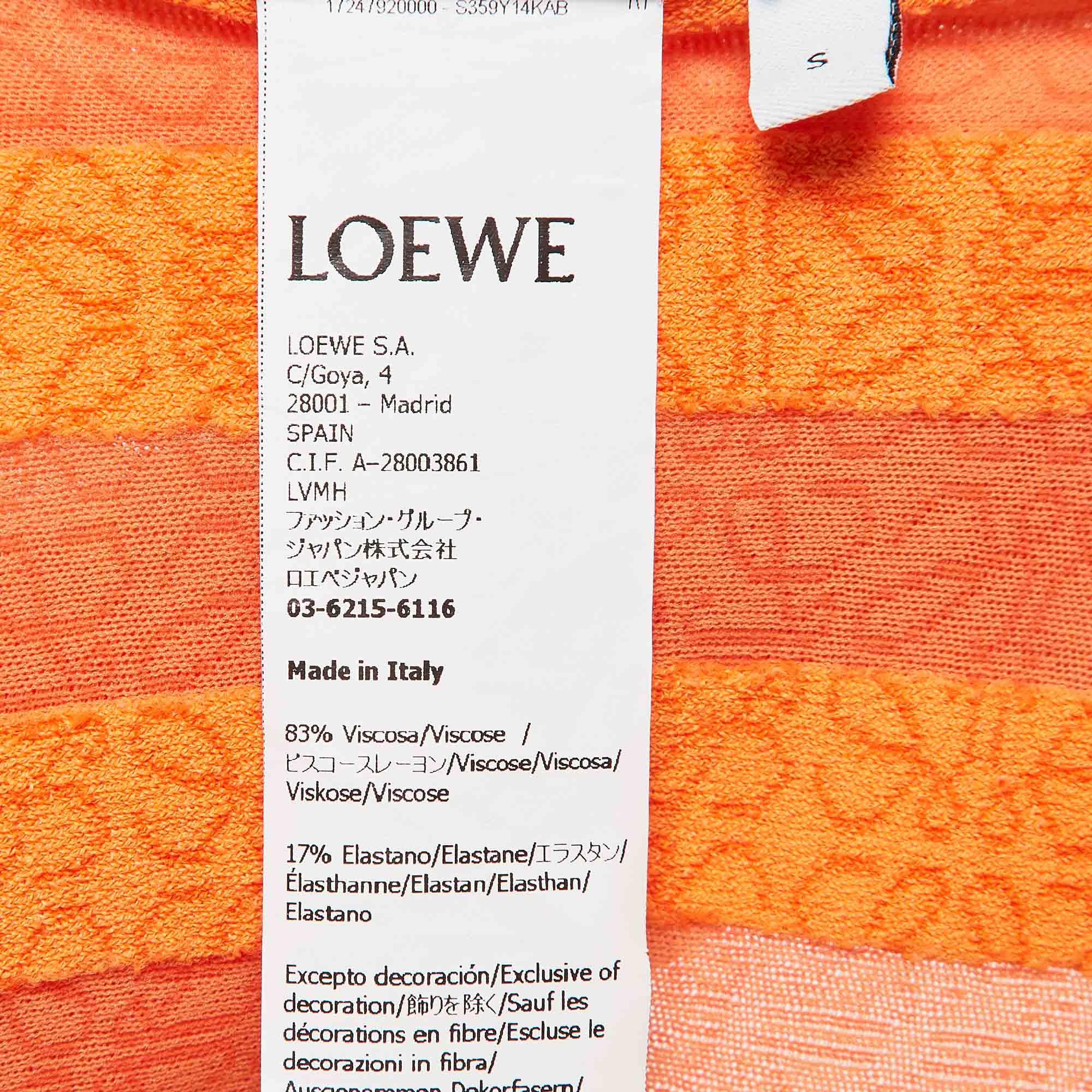 Loewe Orange Logo Jacquard Knit Long Sleeve Top S