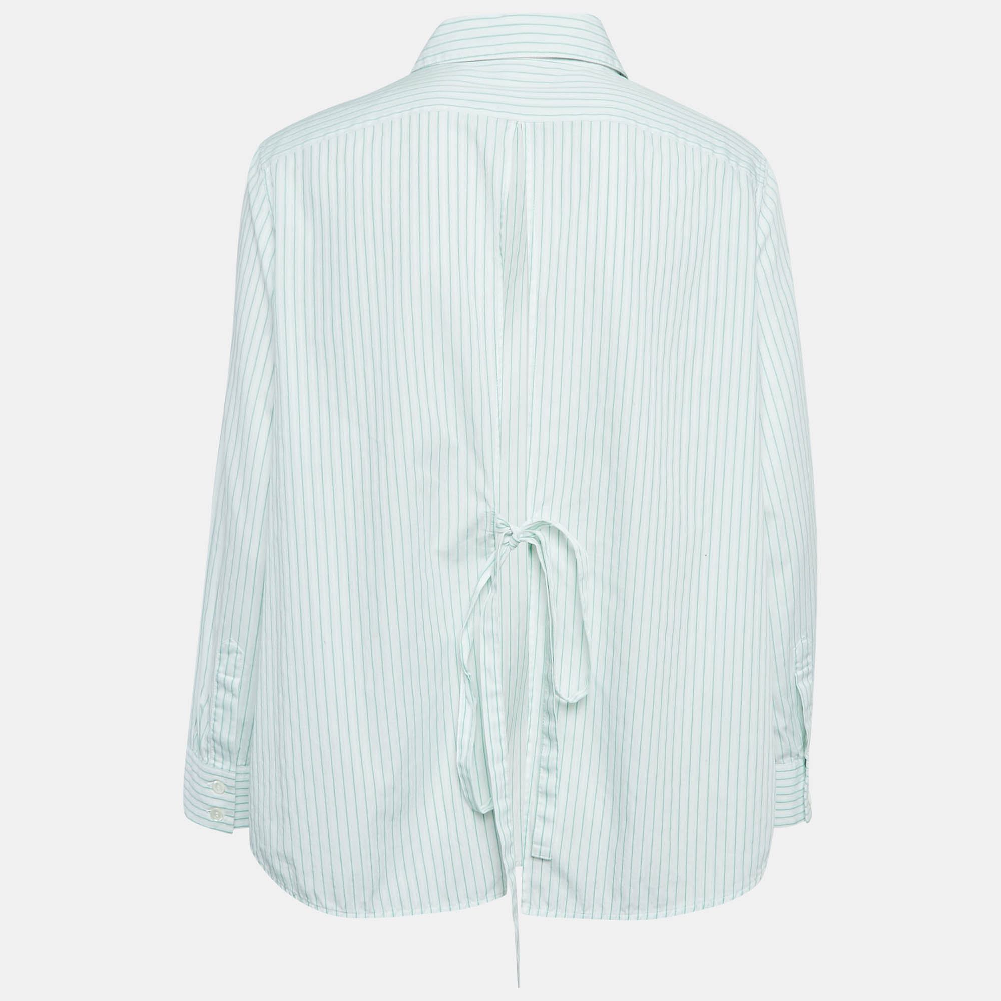 Loewe Green/White Striped Cotton Back Open Trapeze Shirt XL