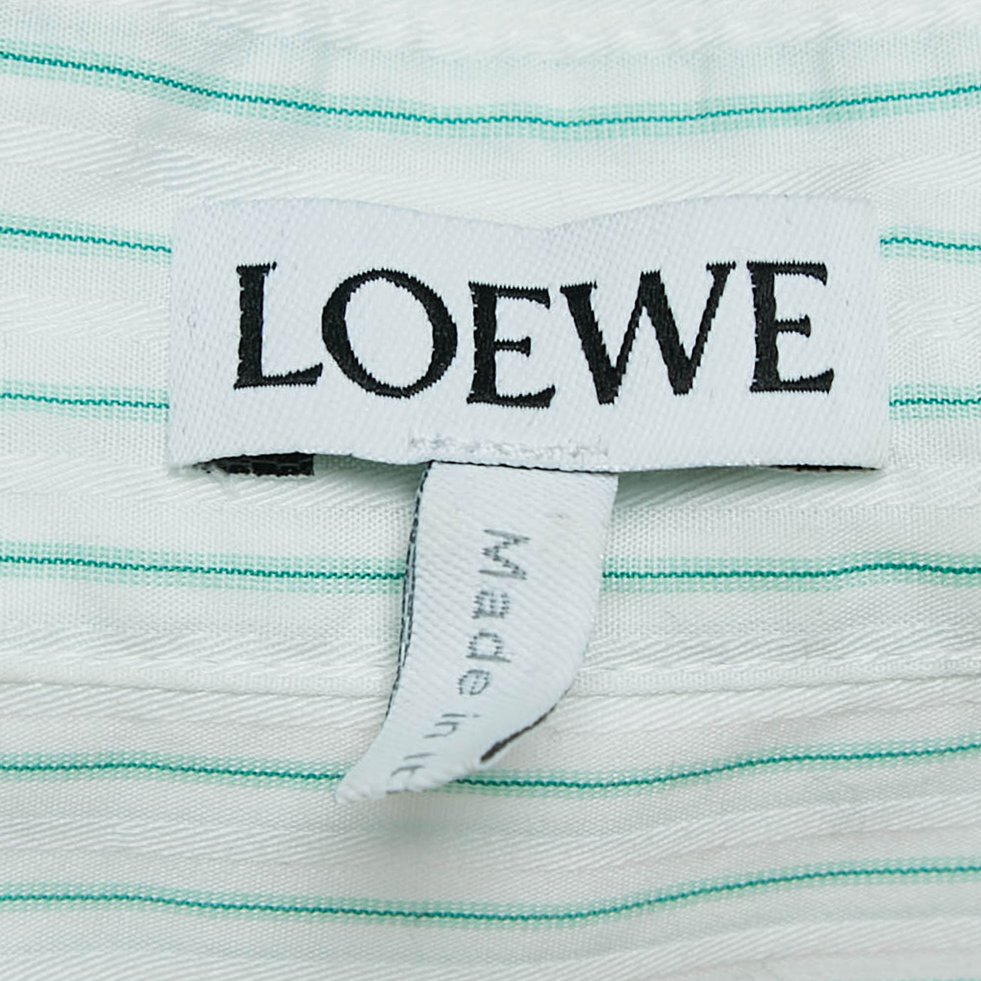 Loewe Green/White Striped Cotton Back Open Trapeze Shirt XL