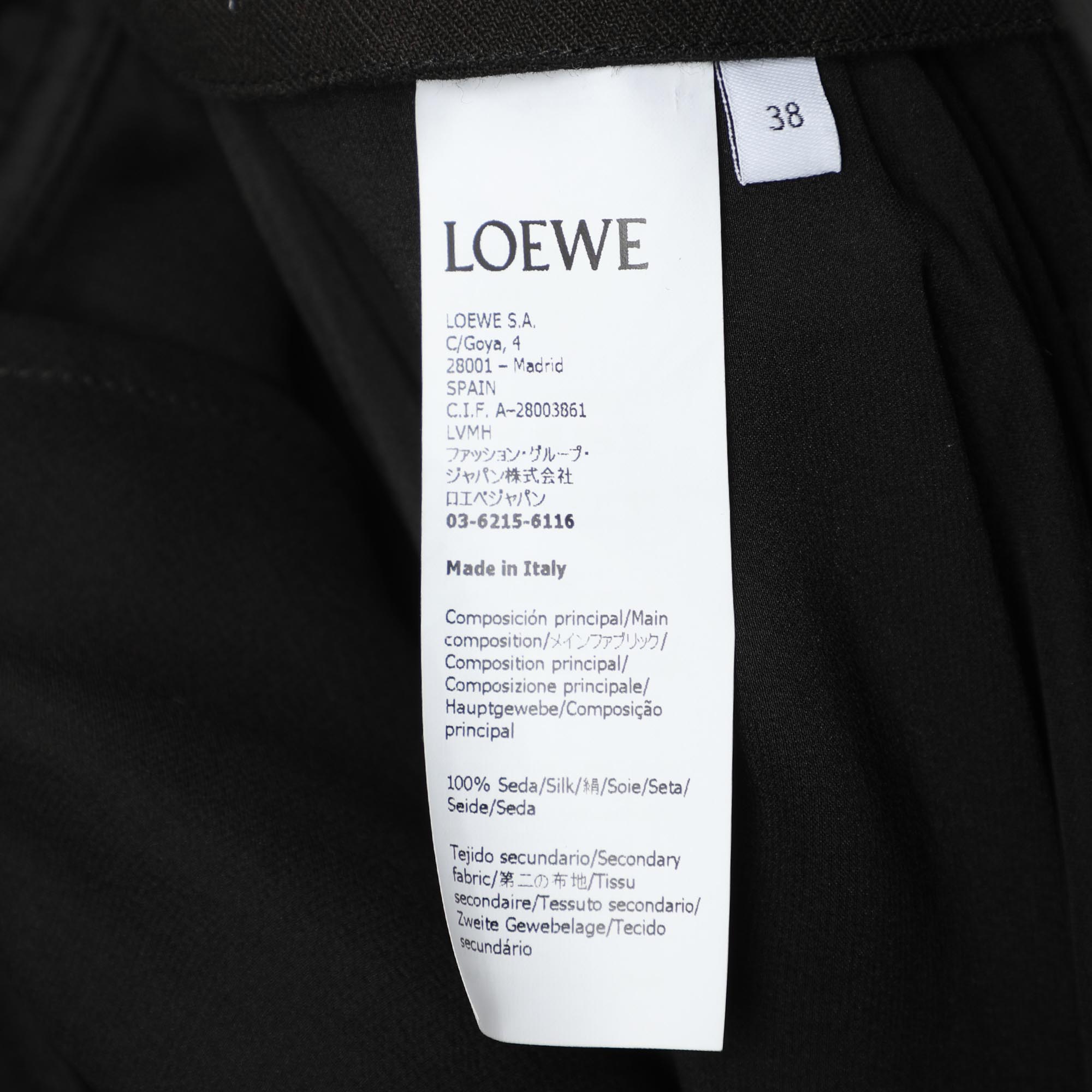 Loewe Black Silk Wool Blend Asymmetric Maxi Skirt M