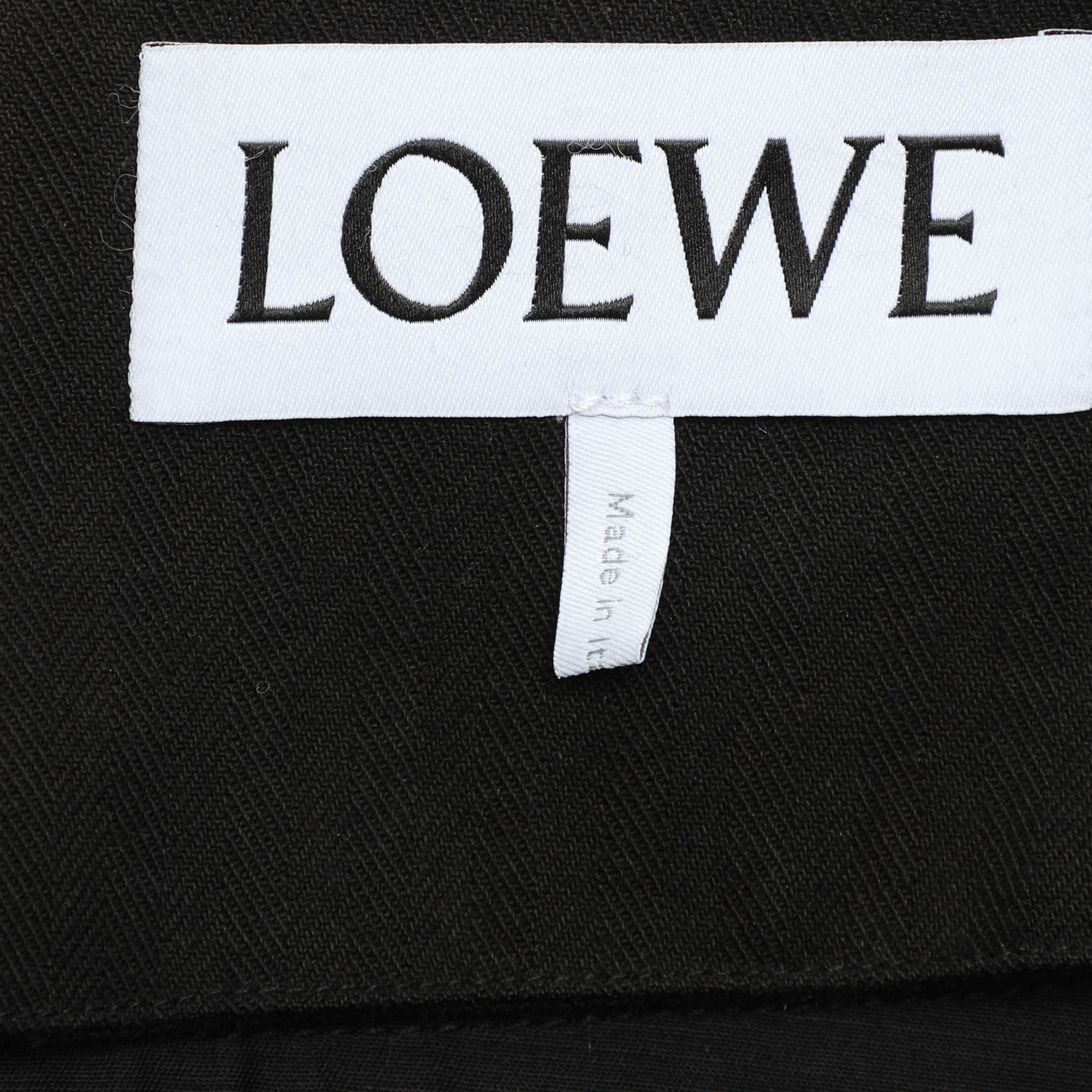 Loewe Black Silk Wool Blend Asymmetric Maxi Skirt M