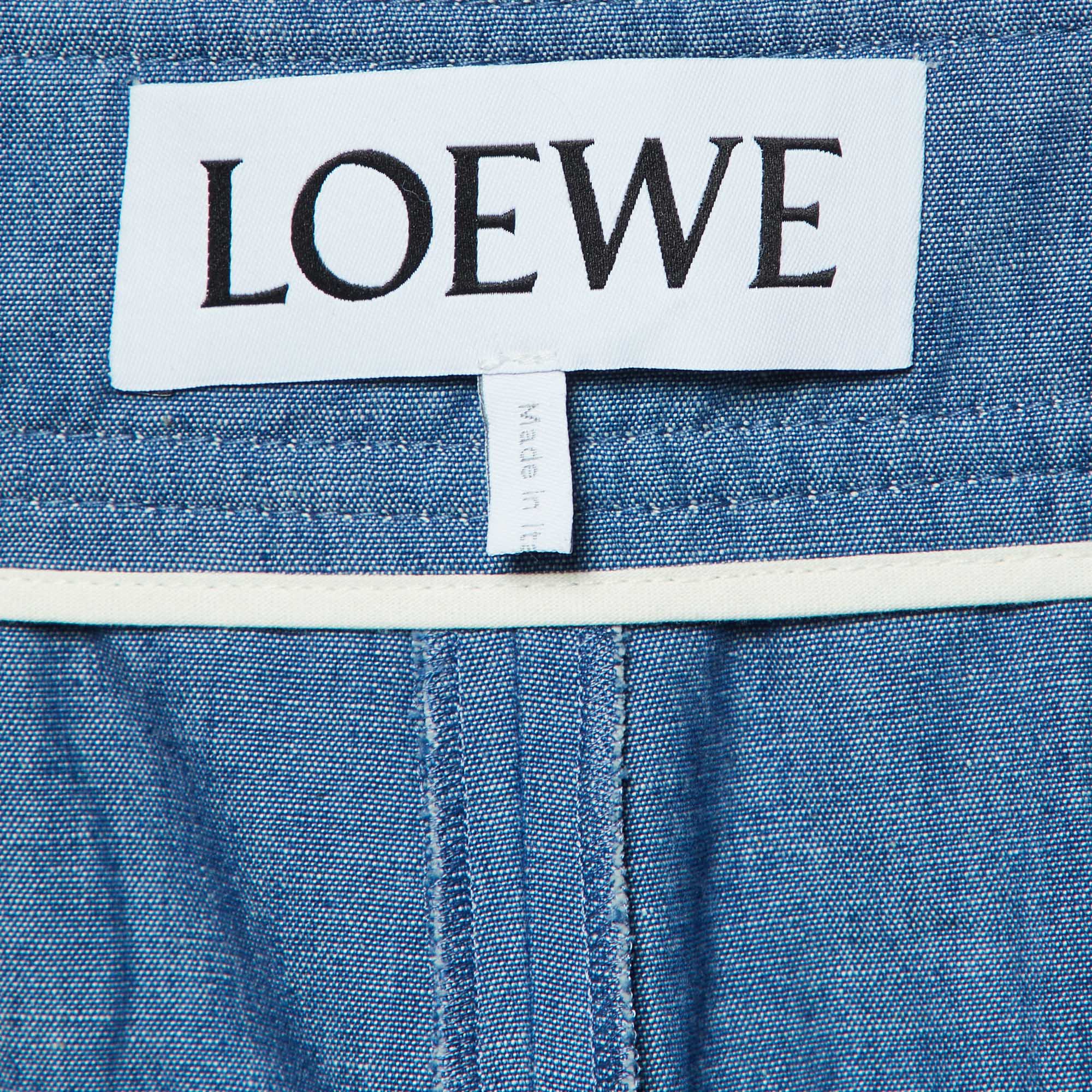 Loewe Blue Patchwork Denim Pleated Trousers XXL