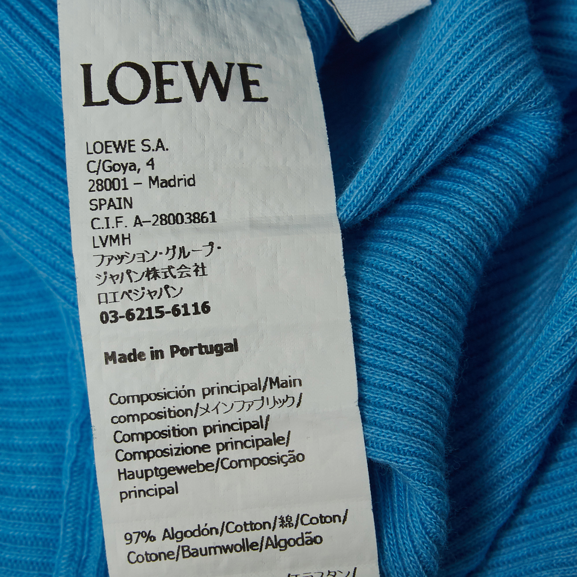 Loewe Blue Monogram Embroidered Rib Knit Tank Top M