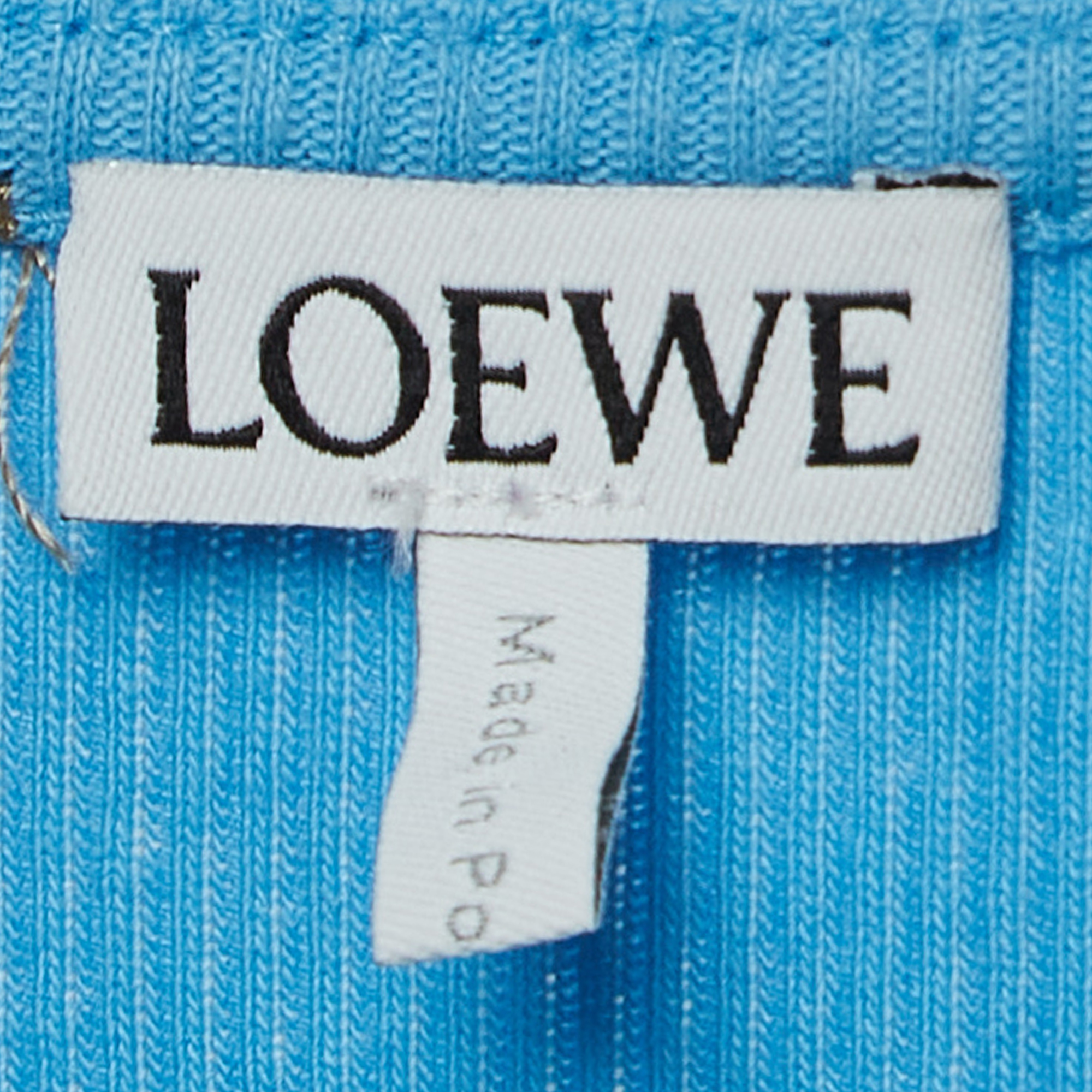 Loewe Blue Monogram Embroidered Rib Knit Tank Top M