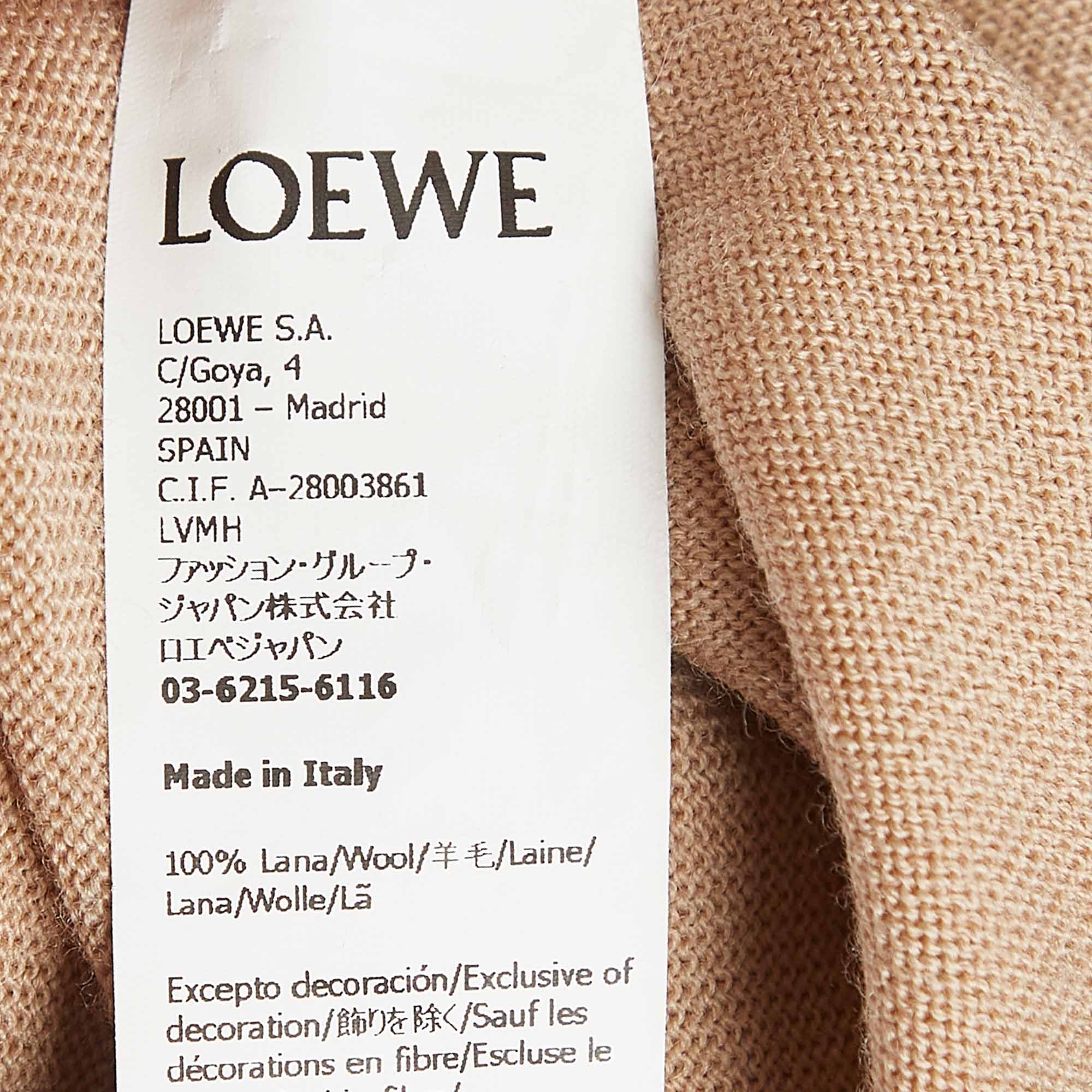 Loewe Beige Wool Logo Pocket Detail Buttoned Cardigan XS