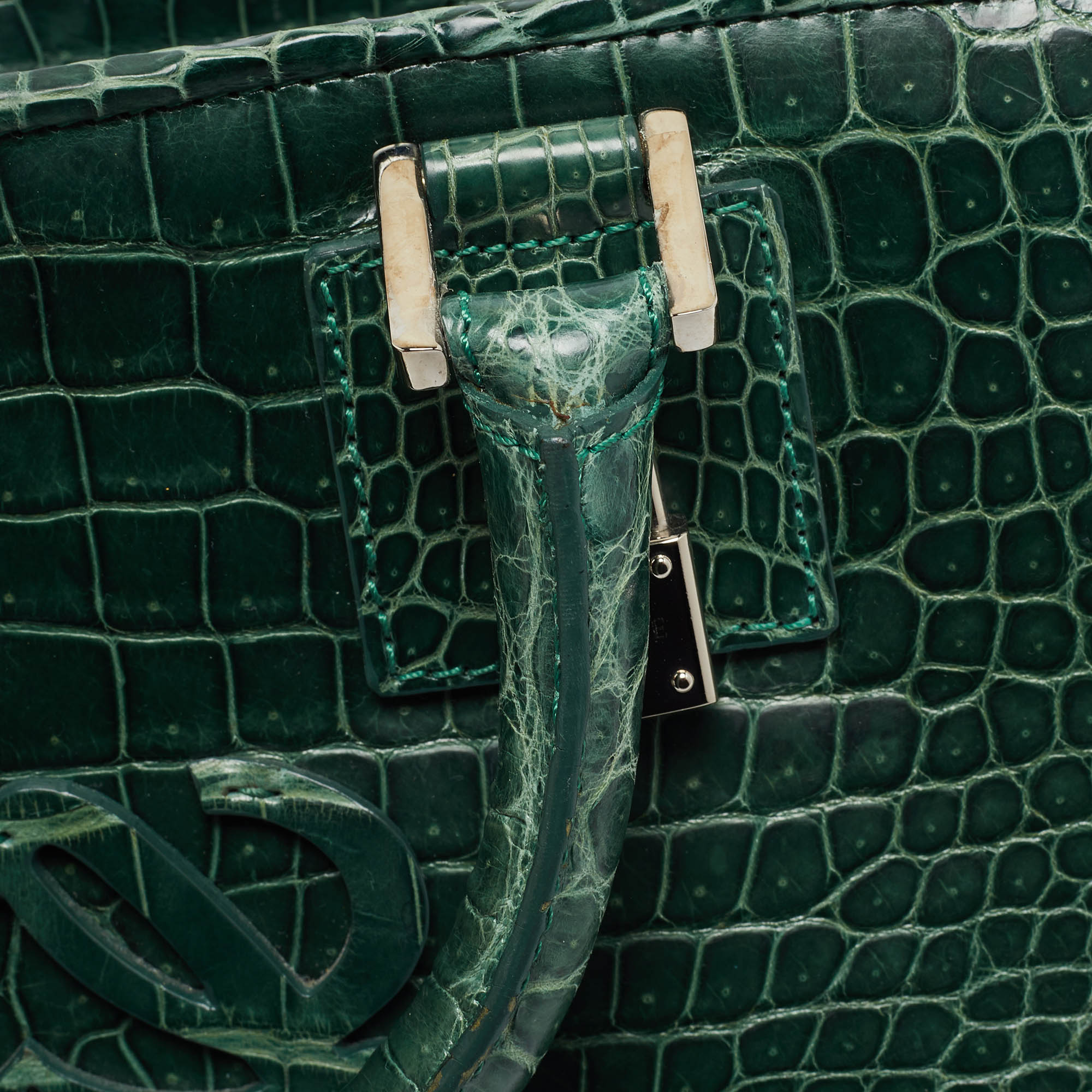 Loewe Green Crocodile Amazona Satchel