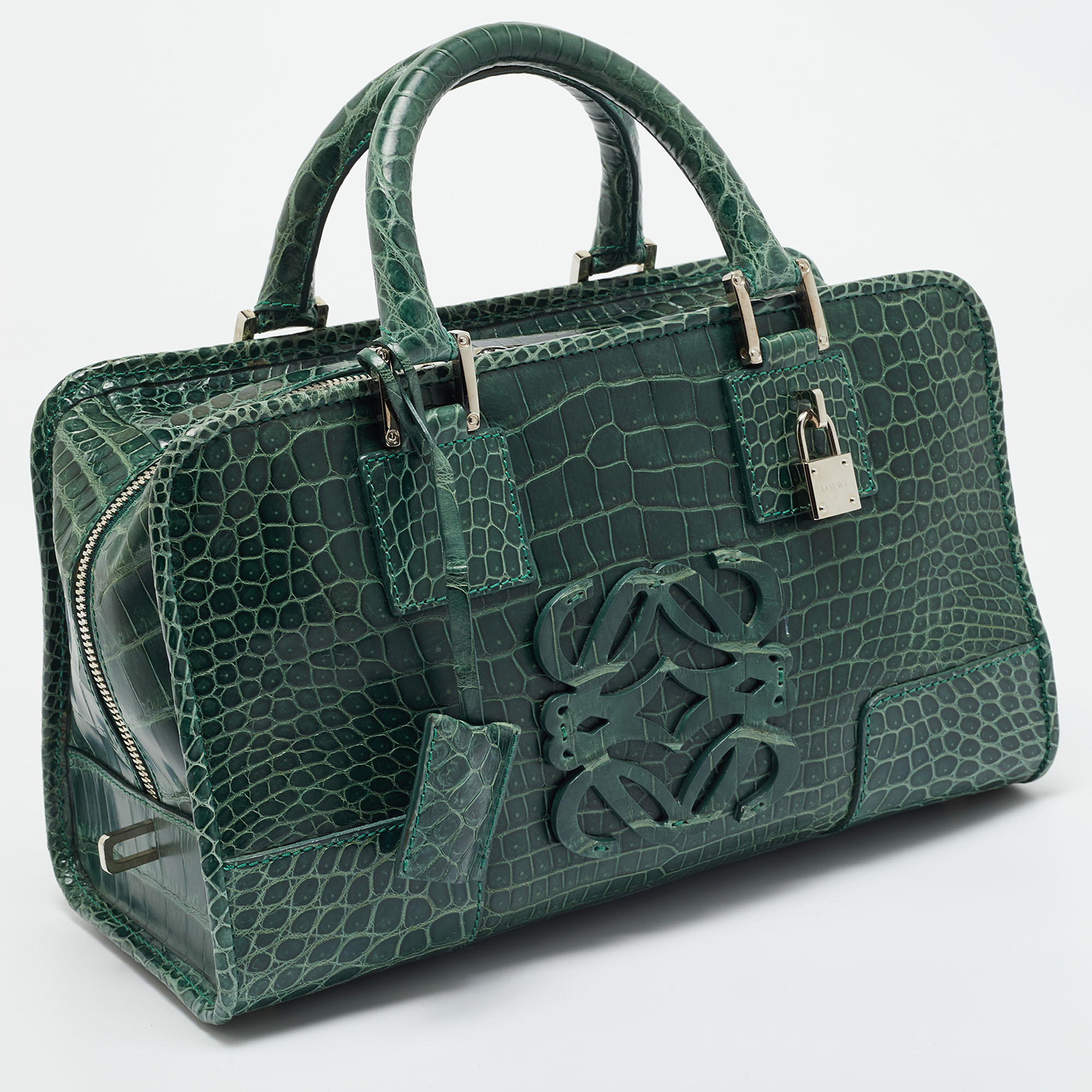 Loewe Green Crocodile Amazona Satchel