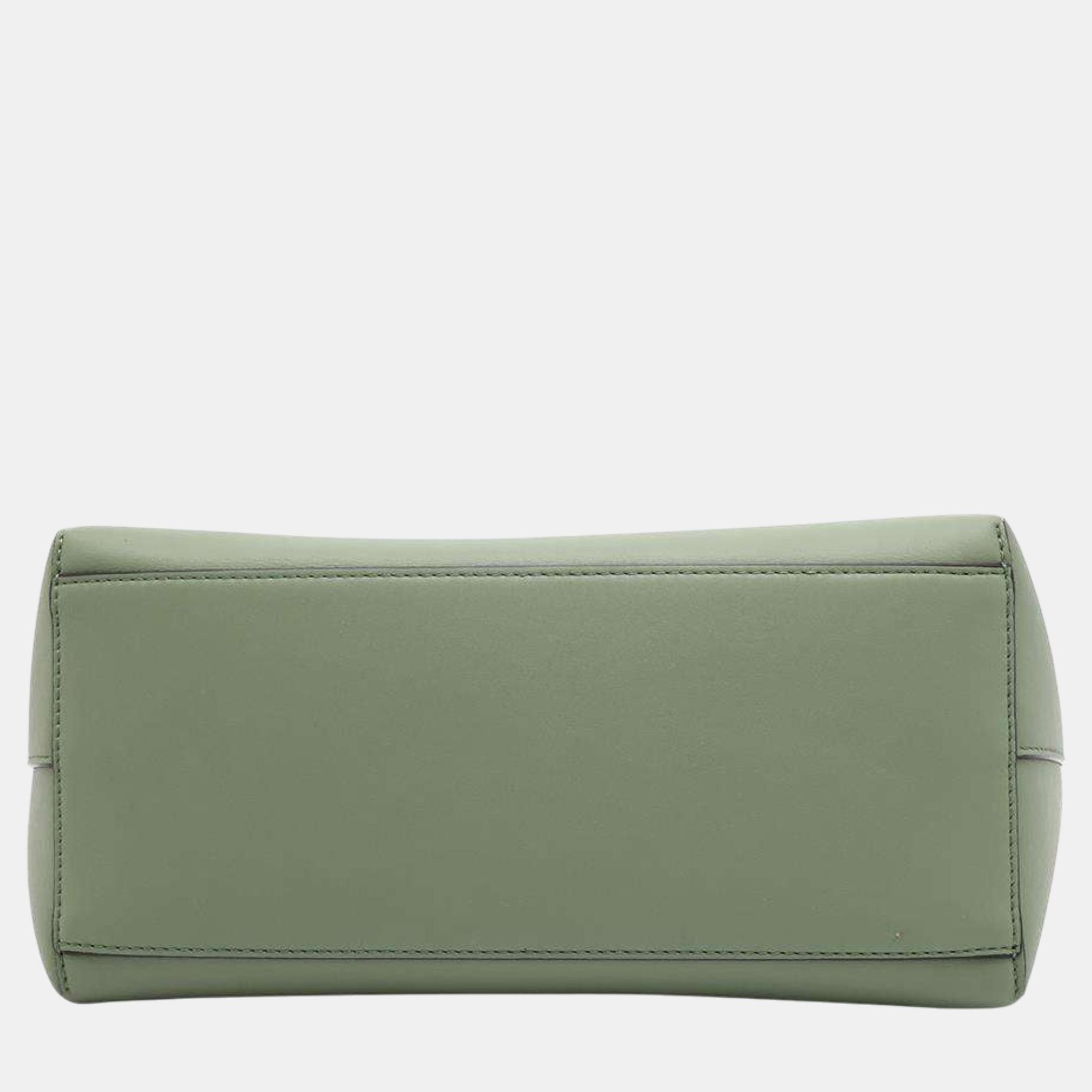 Loewe Green Leather Anagram Tote Bag