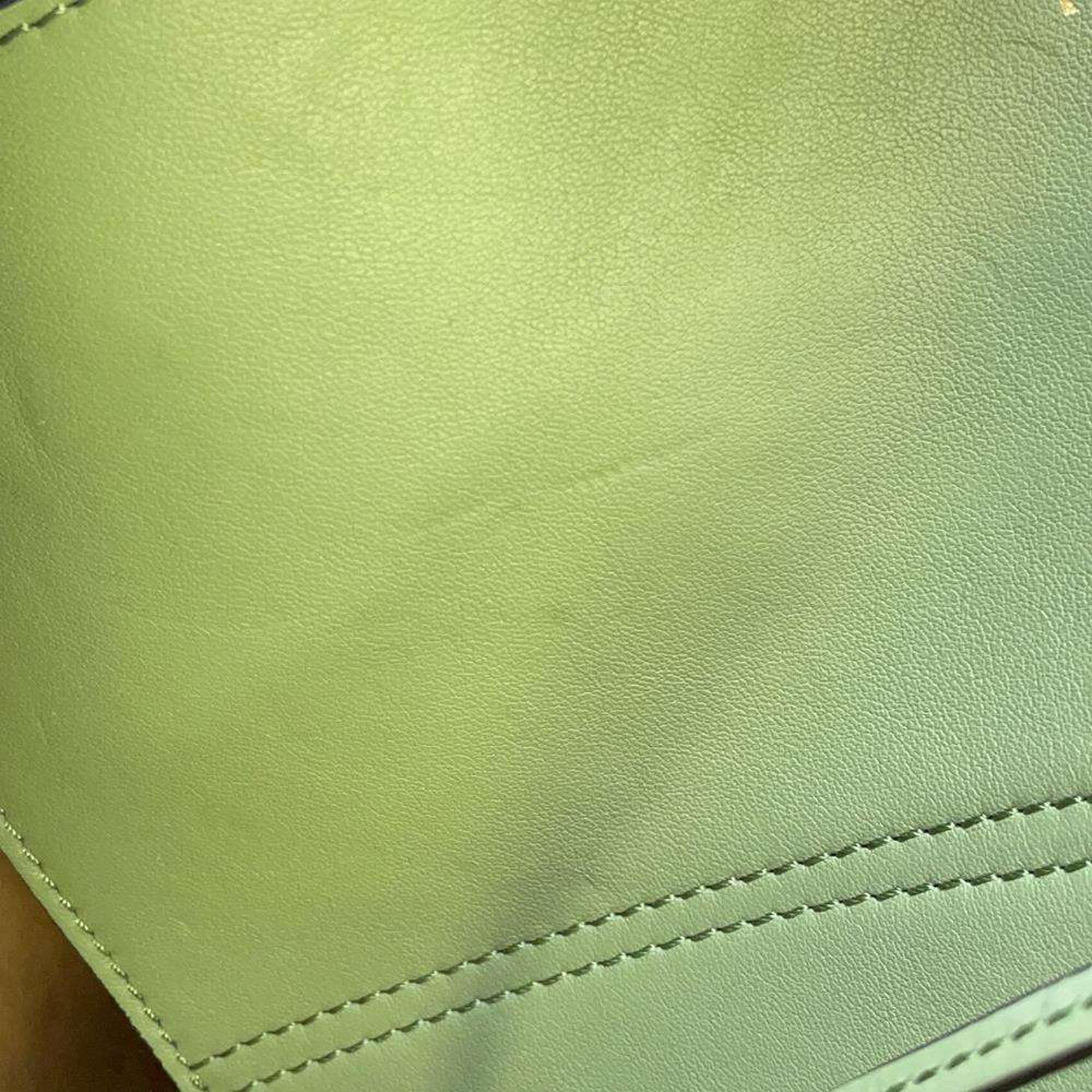 Loewe Green Leather Anagram Tote Bag