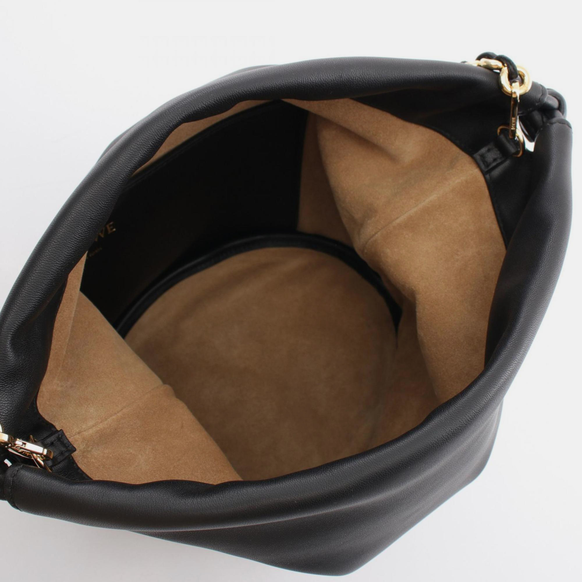 Loewe Leather Black Flamenco Purse Bucket Bag