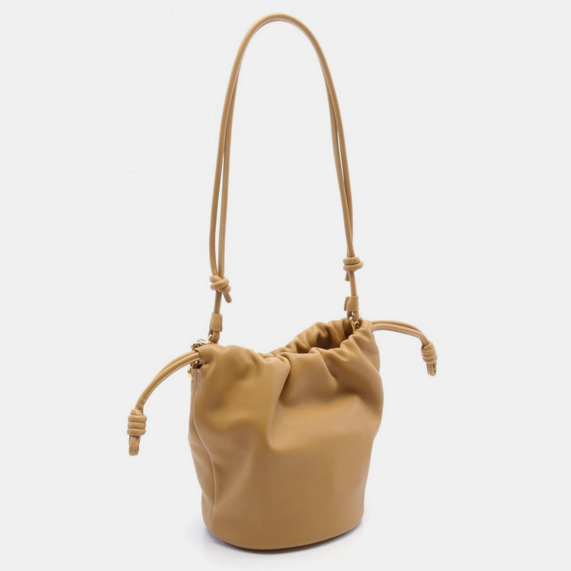 Loewe Leather Brown Flamenco Purse Bucket Bag