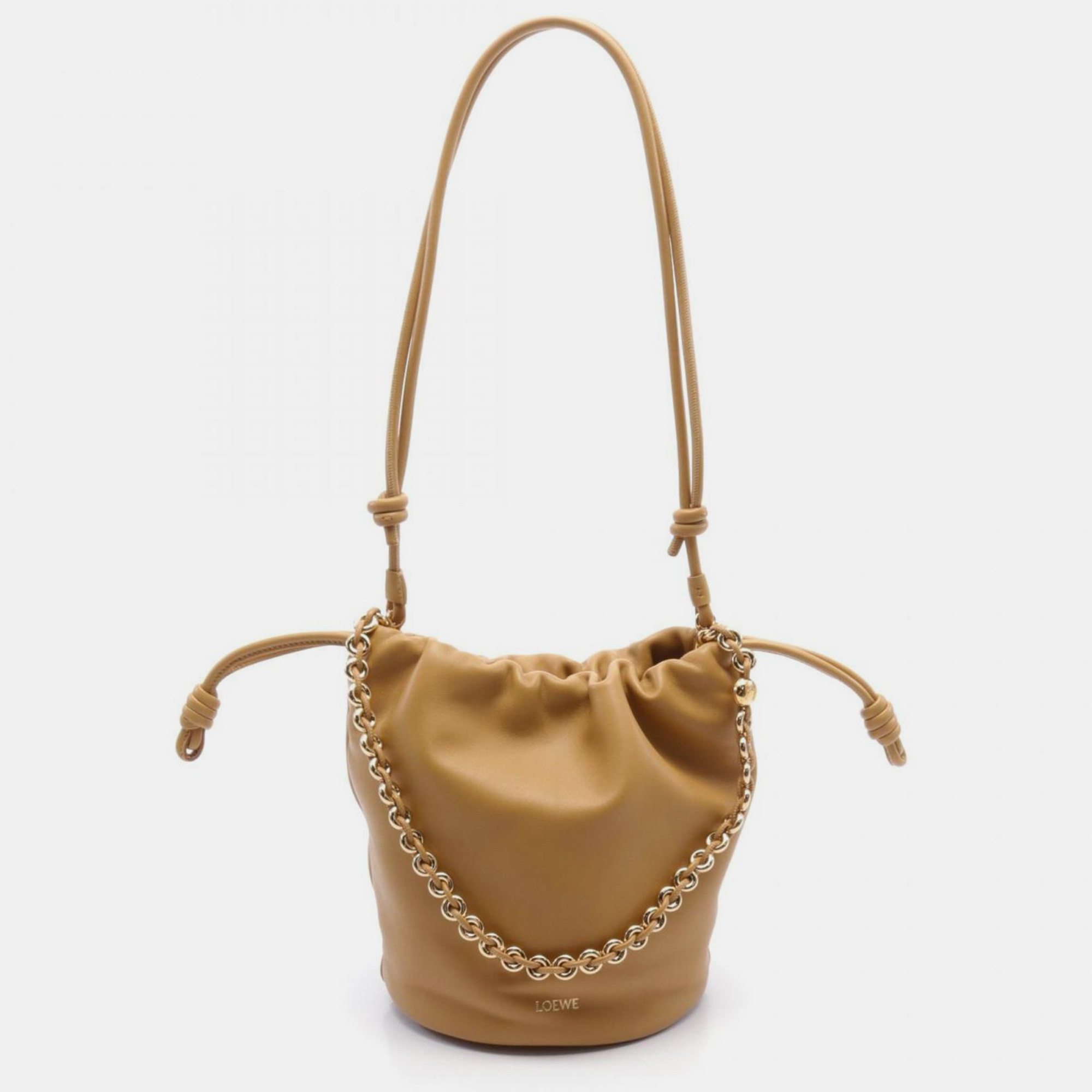 Loewe Leather Brown Flamenco Purse Bucket Bag