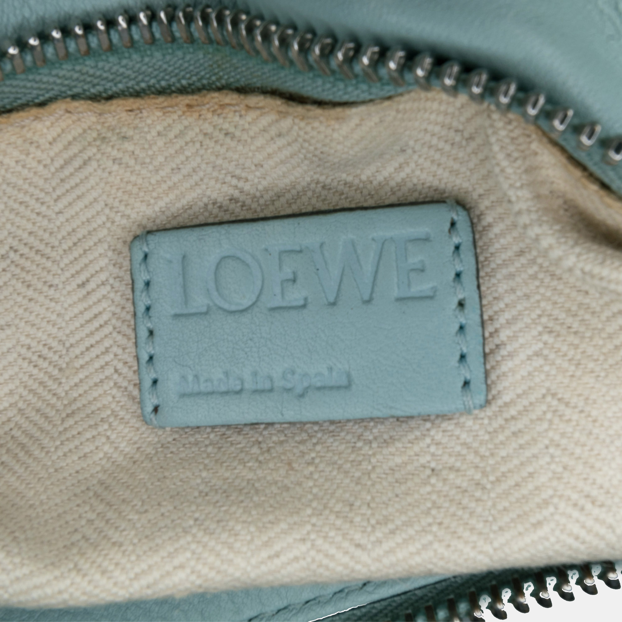 Loewe Blue Leather Loewe Small Embossed Puzzle Satchel