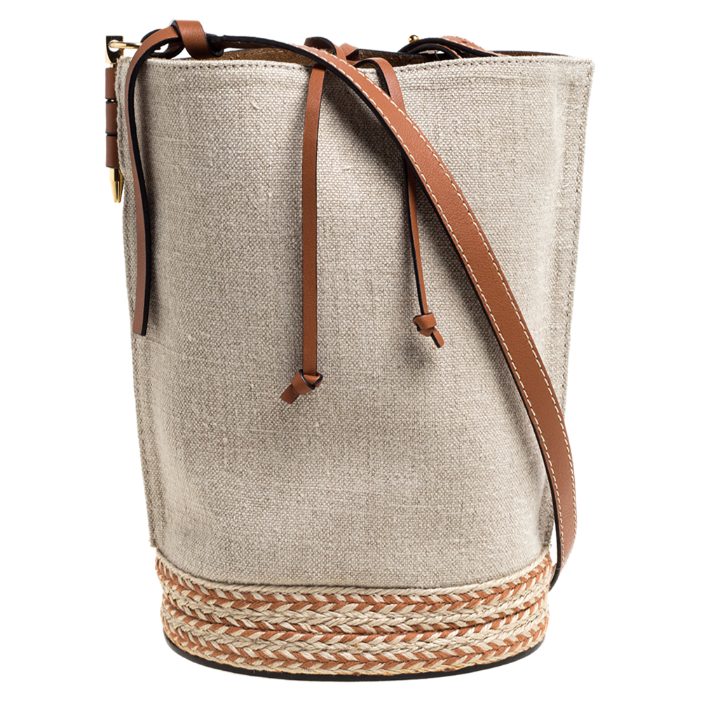 Image of Loewe Beige/Camel Leather Gate Bucket Bag