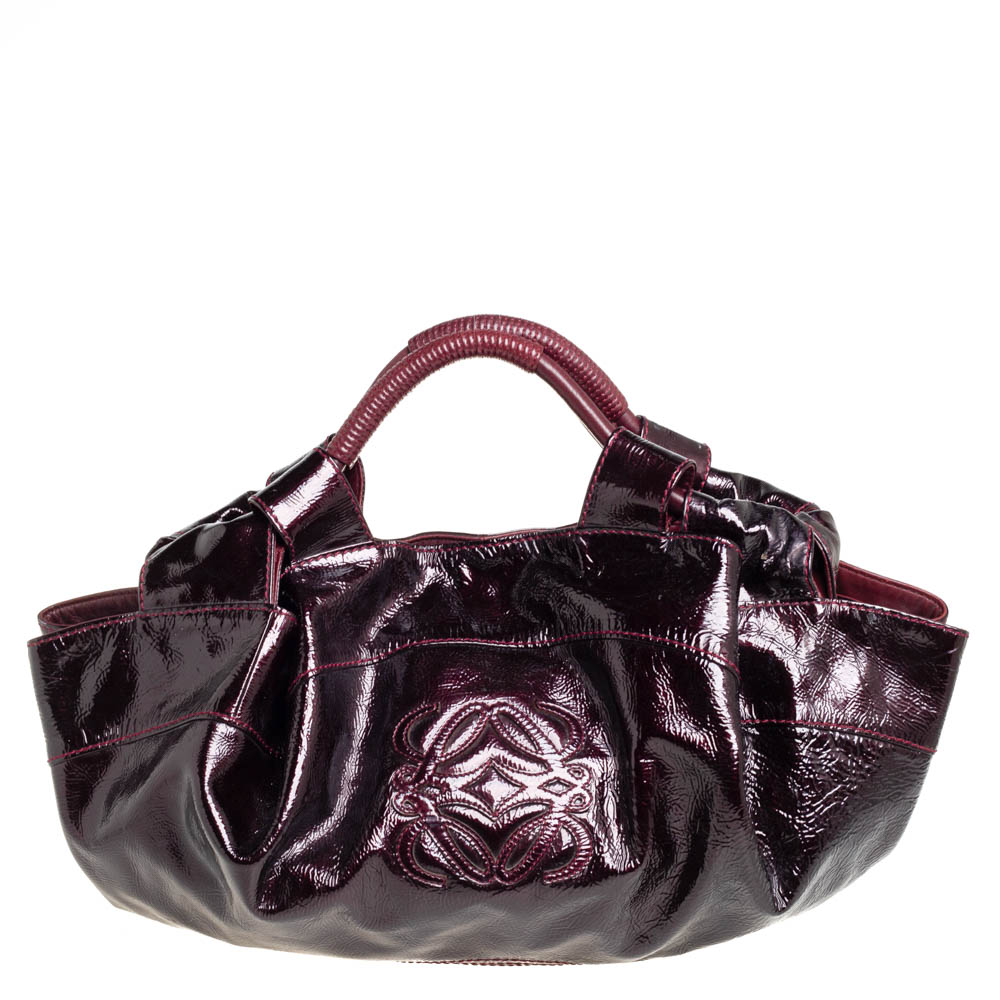 Loewe Burgundy Patent Leather Aire Hobo