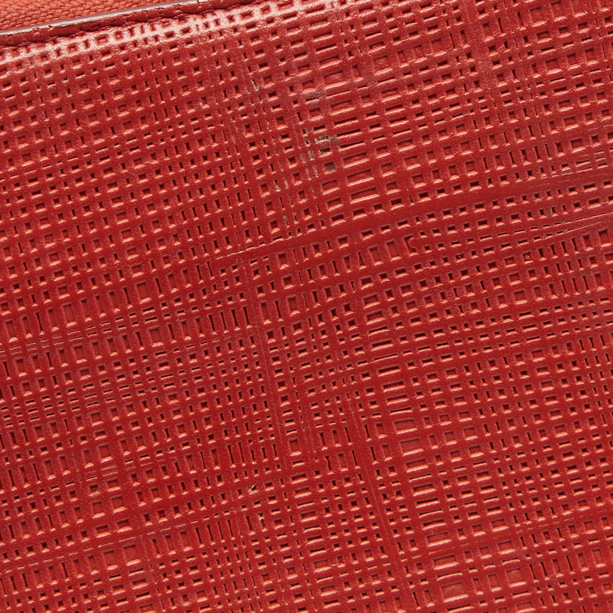 Loewe Red Textured Leather Zip Around Continental Wallet