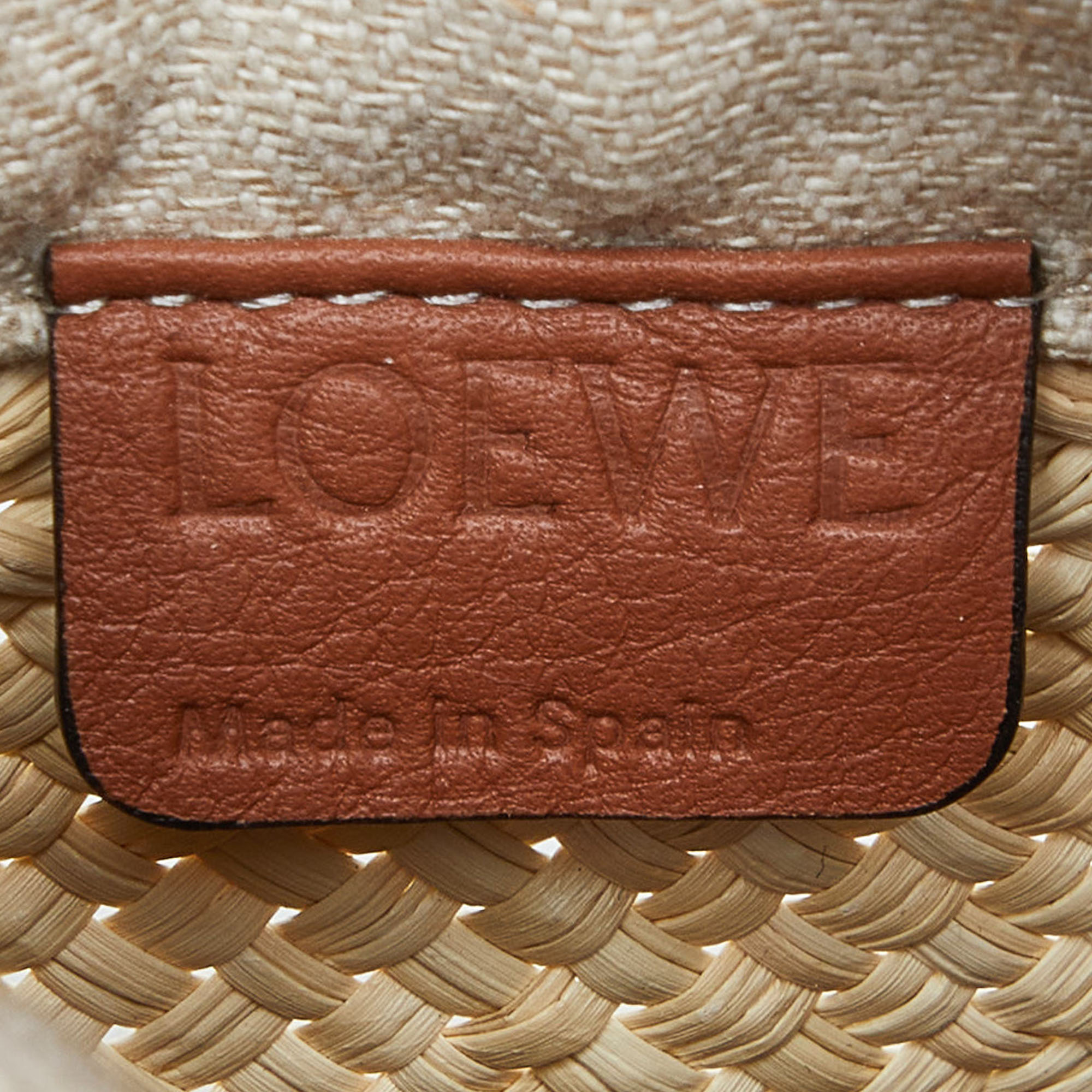 Loewe X Paula Beige/Tan Raffia And Leather Ibiza Bucket Crossbody Bag