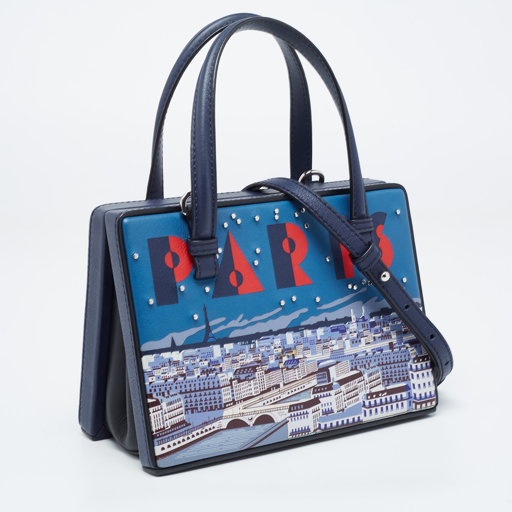 Loewe Navy Blue Leather Small Paris Postal Bag