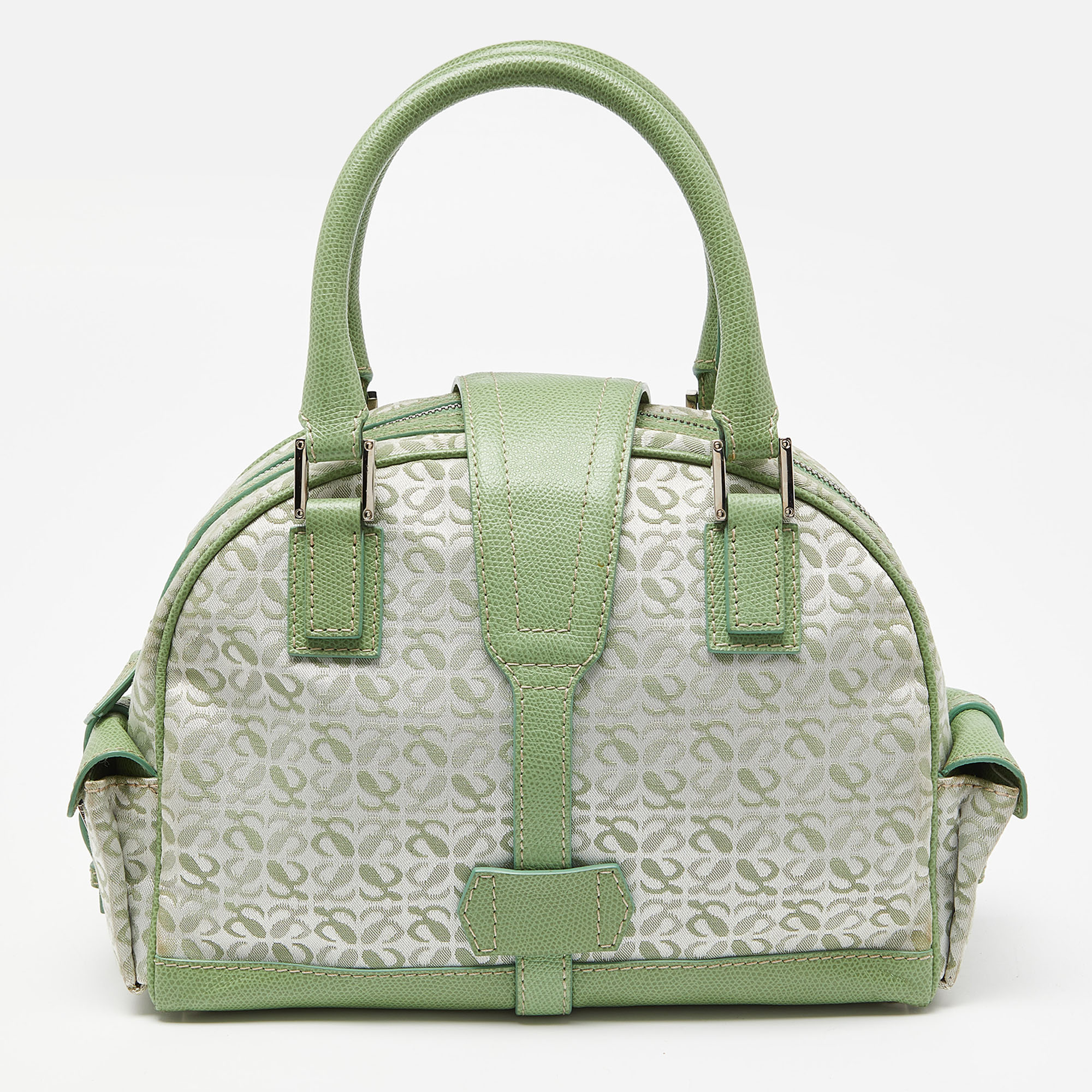 Loewe Green Signature Canvas And Leather Small Bowling Bag