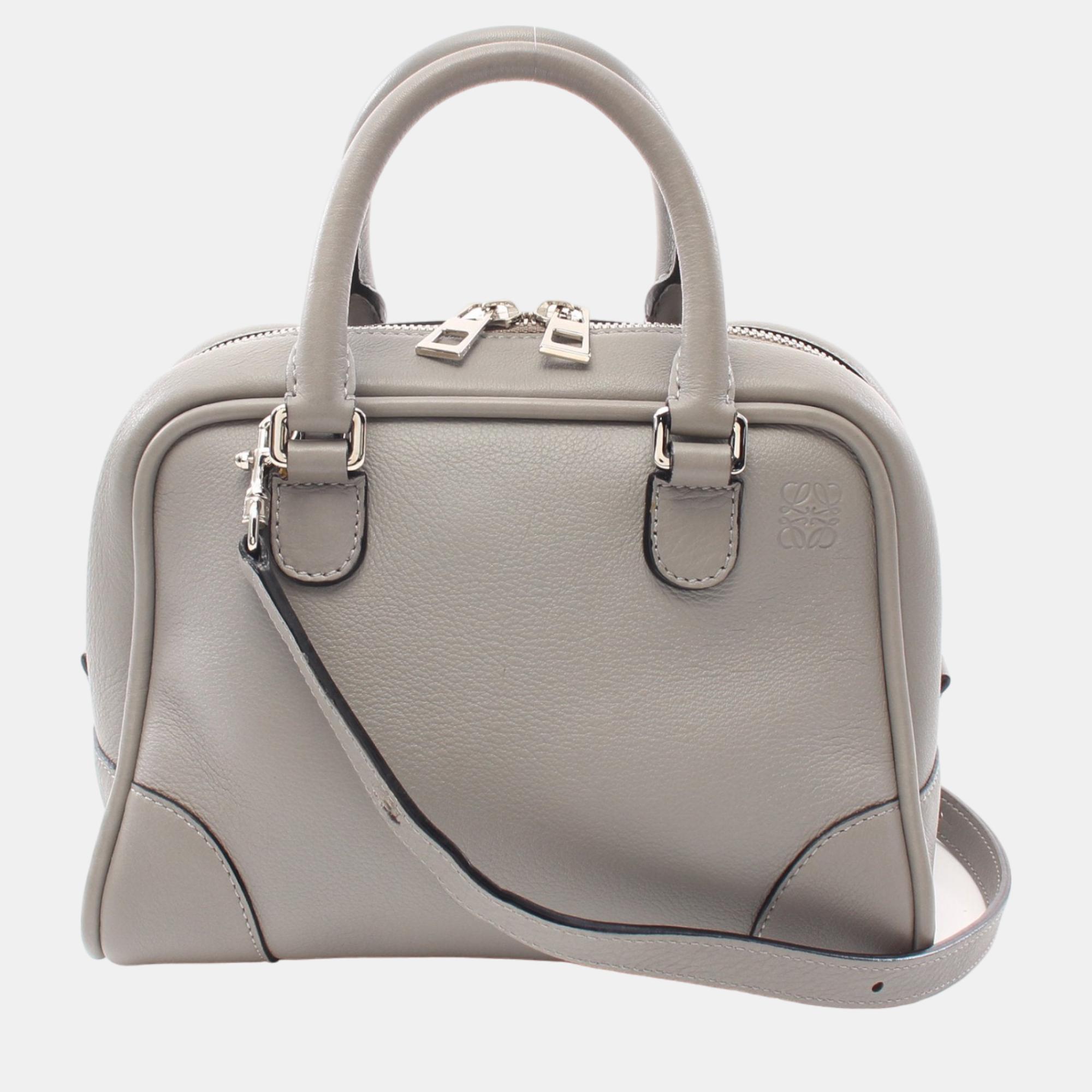 Loewe amazona75 handbag leather gray 2way
