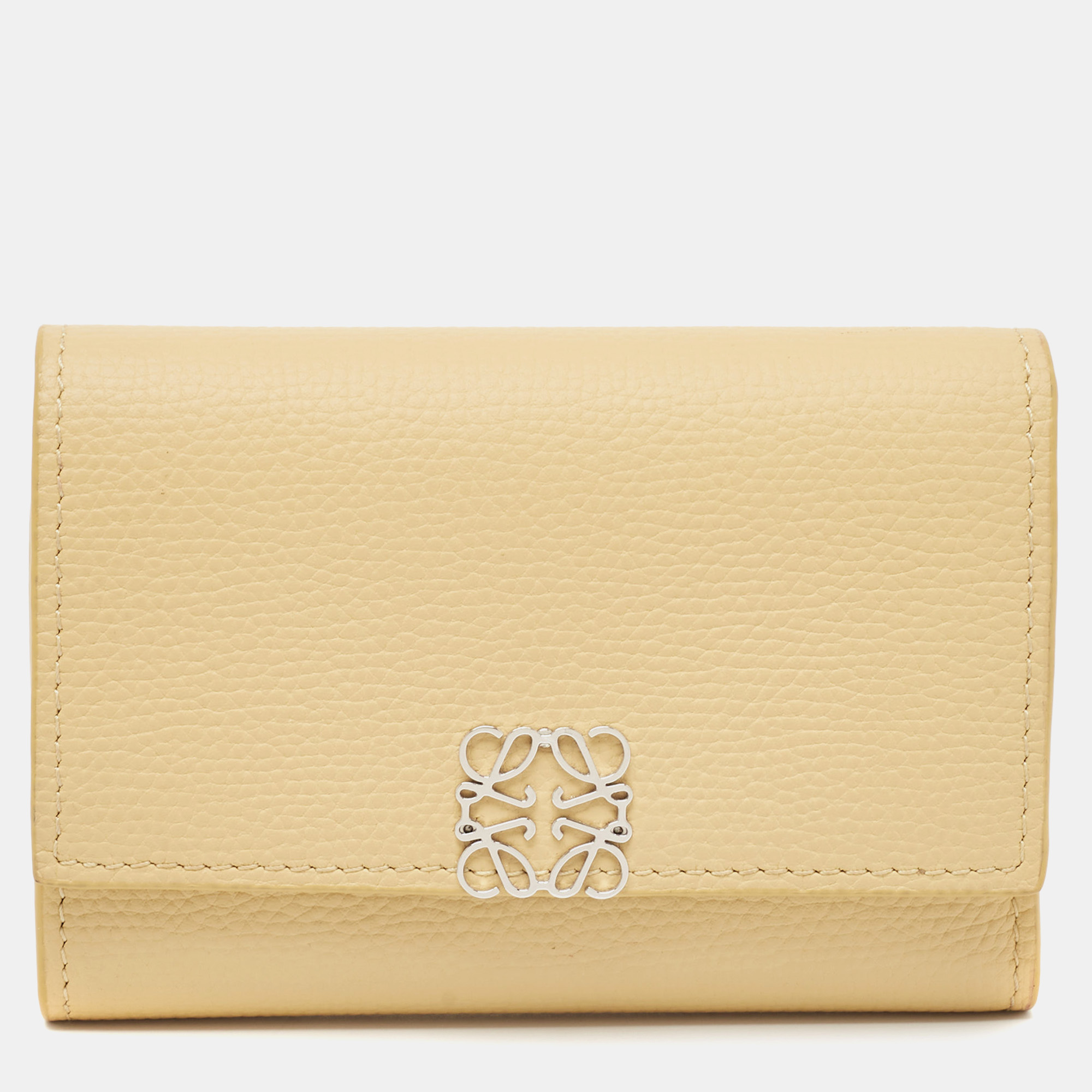 Loewe yellow leather anagram trifold wallet