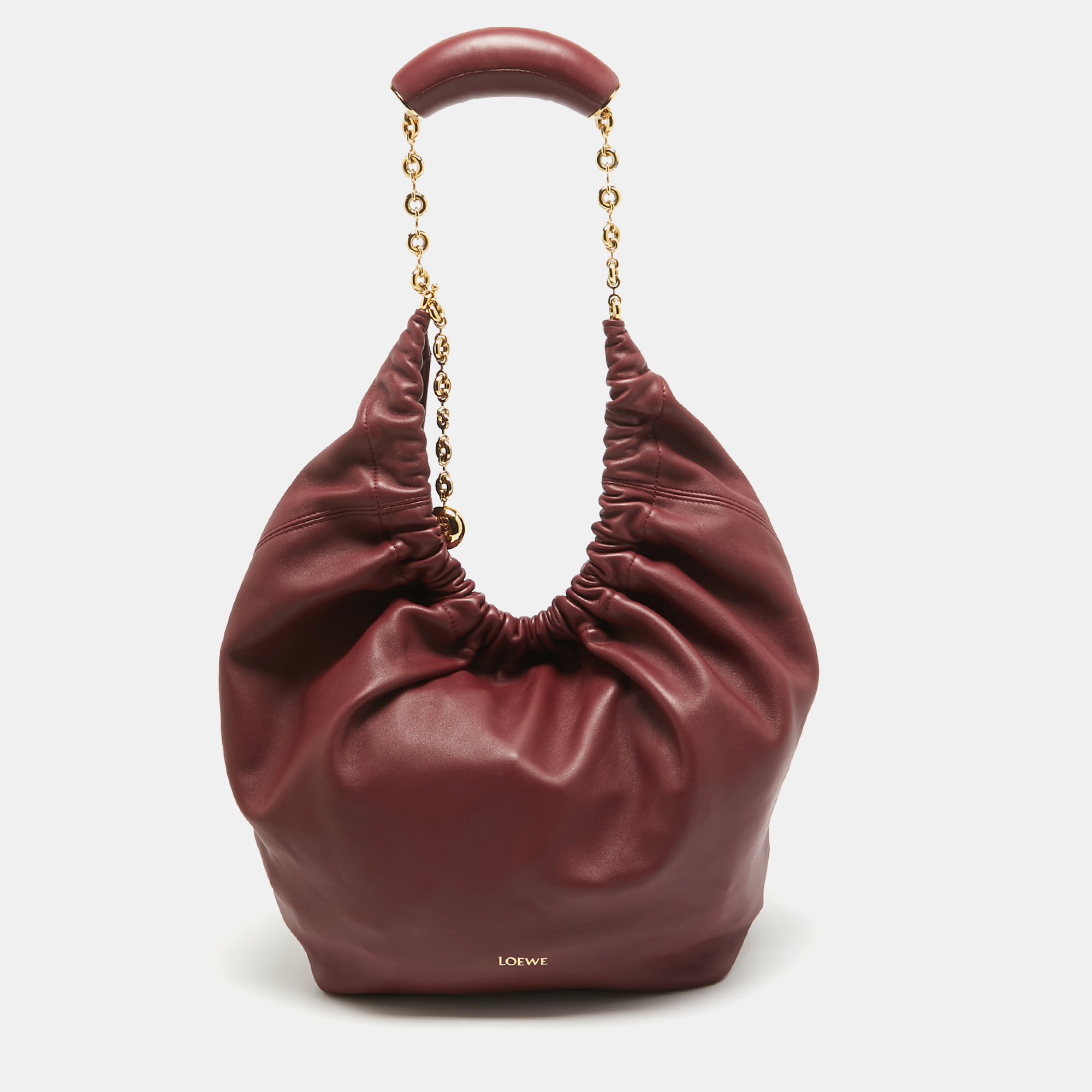 Loewe burgundy leather squeeze bag