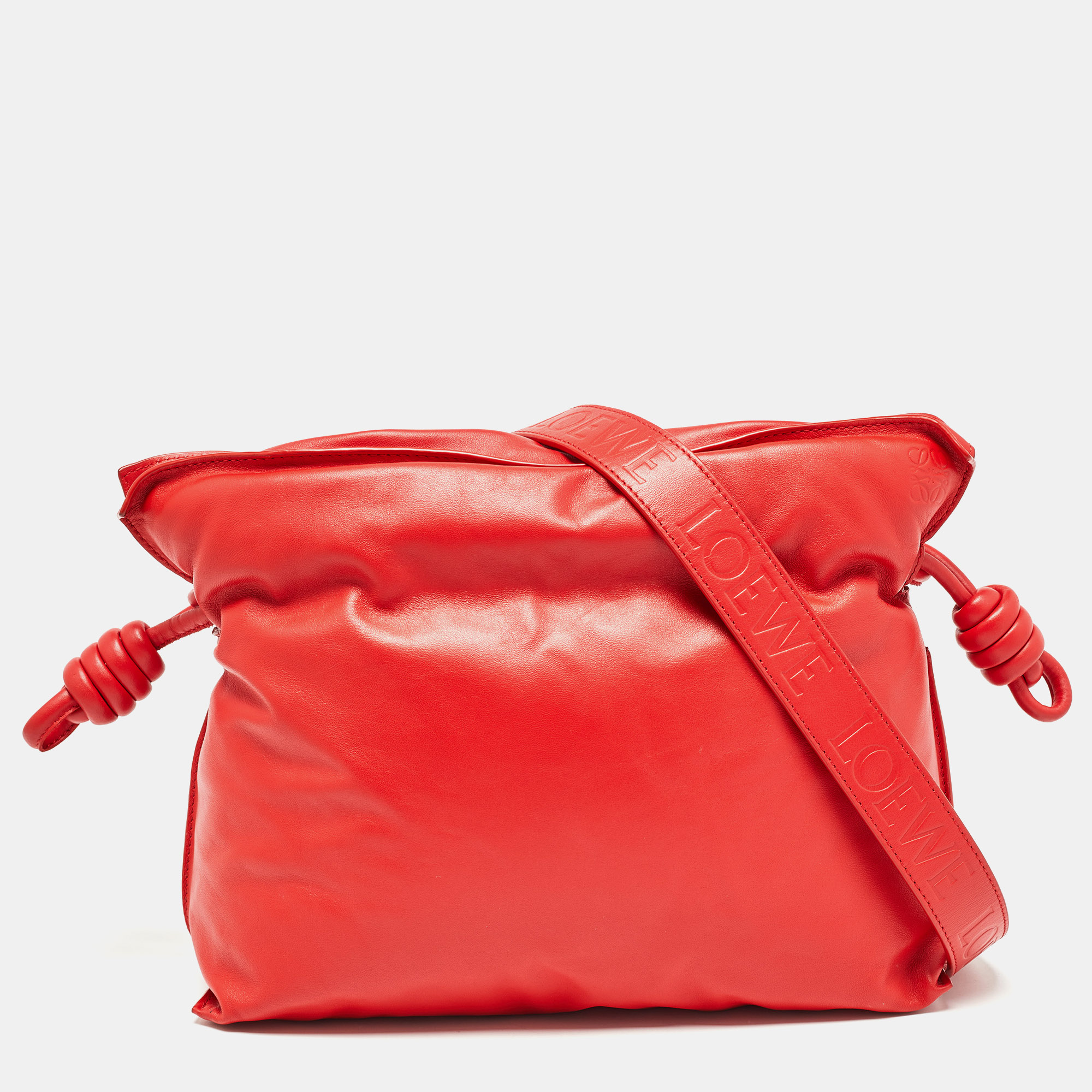 Loewe red leather medium flamenco clutch bag