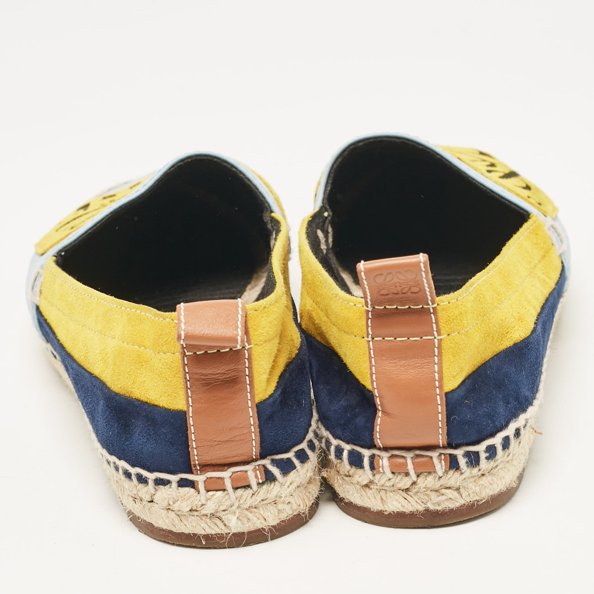 Loewe Multicolor Leather And Suede Club Logo Espadrille Flats Size 41