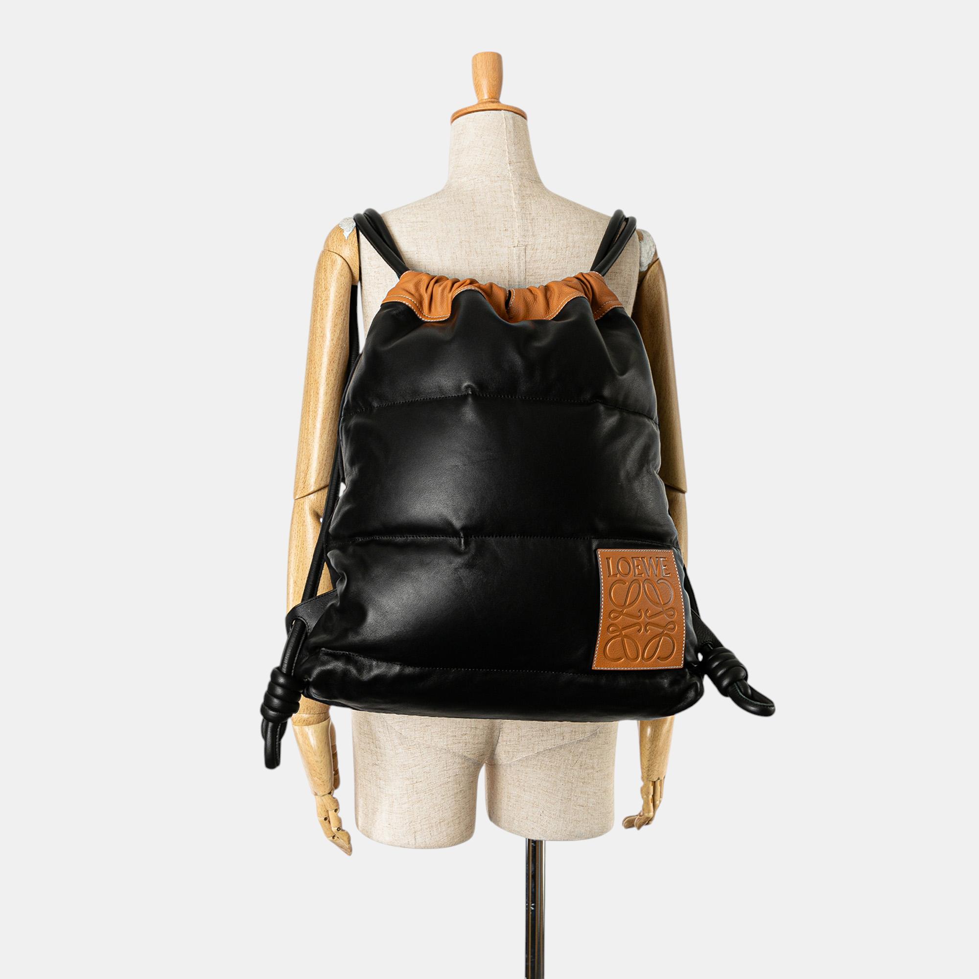 Loewe Black/Brown Nappa Yago Puffy Backpack