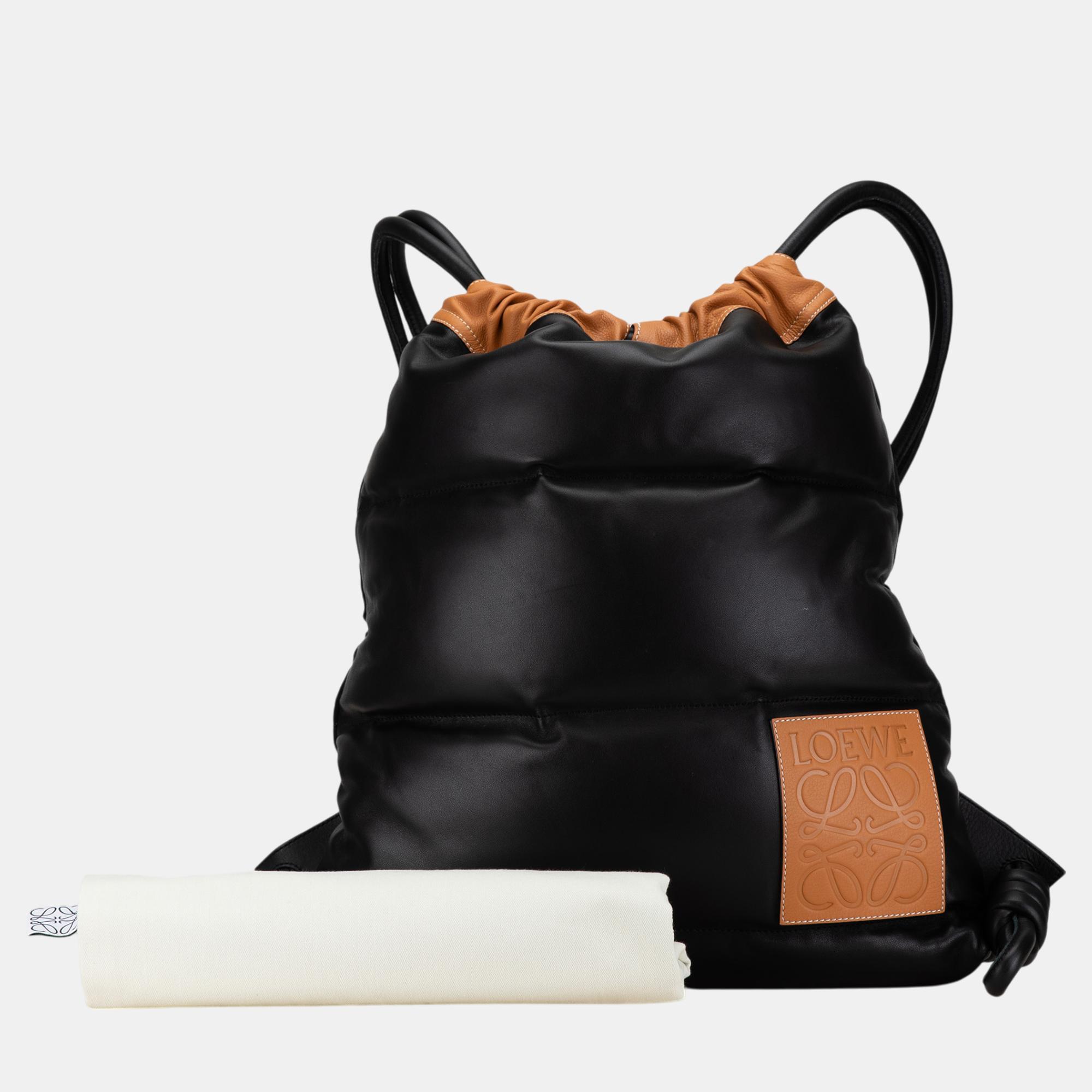 Loewe Black/Brown Nappa Yago Puffy Backpack