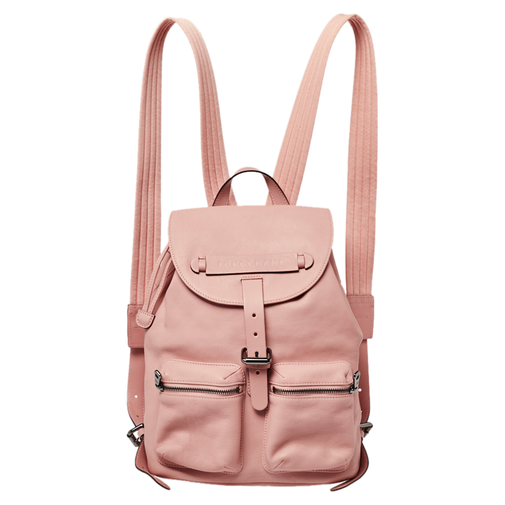Longchamp Pink Leather Small 3D Backpack