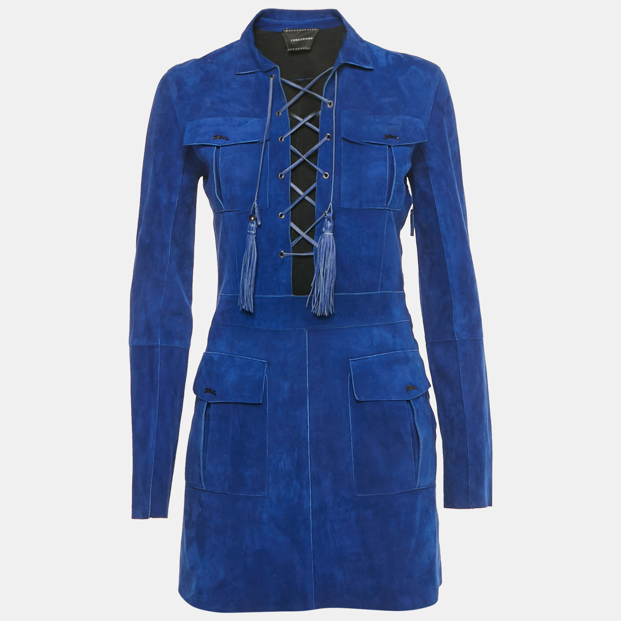 Longchamp Blue Suede Lace-Up Mini Dress S
Longchamp Blue Suede Lace-Up Mini Dress S