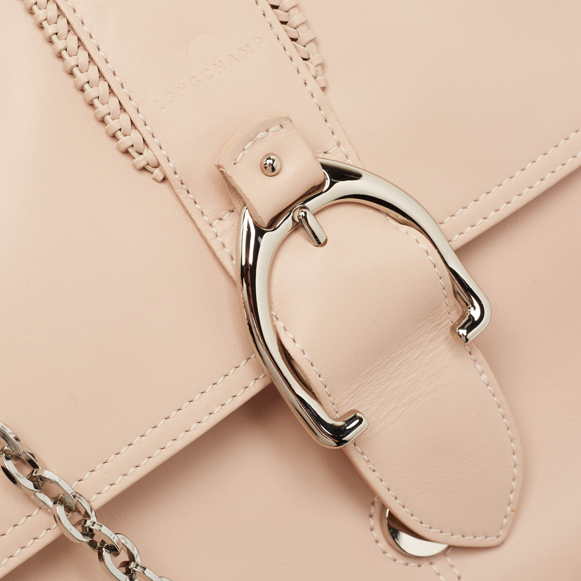 Longchamp Light Peach Leather Amazone Shoulder Bag