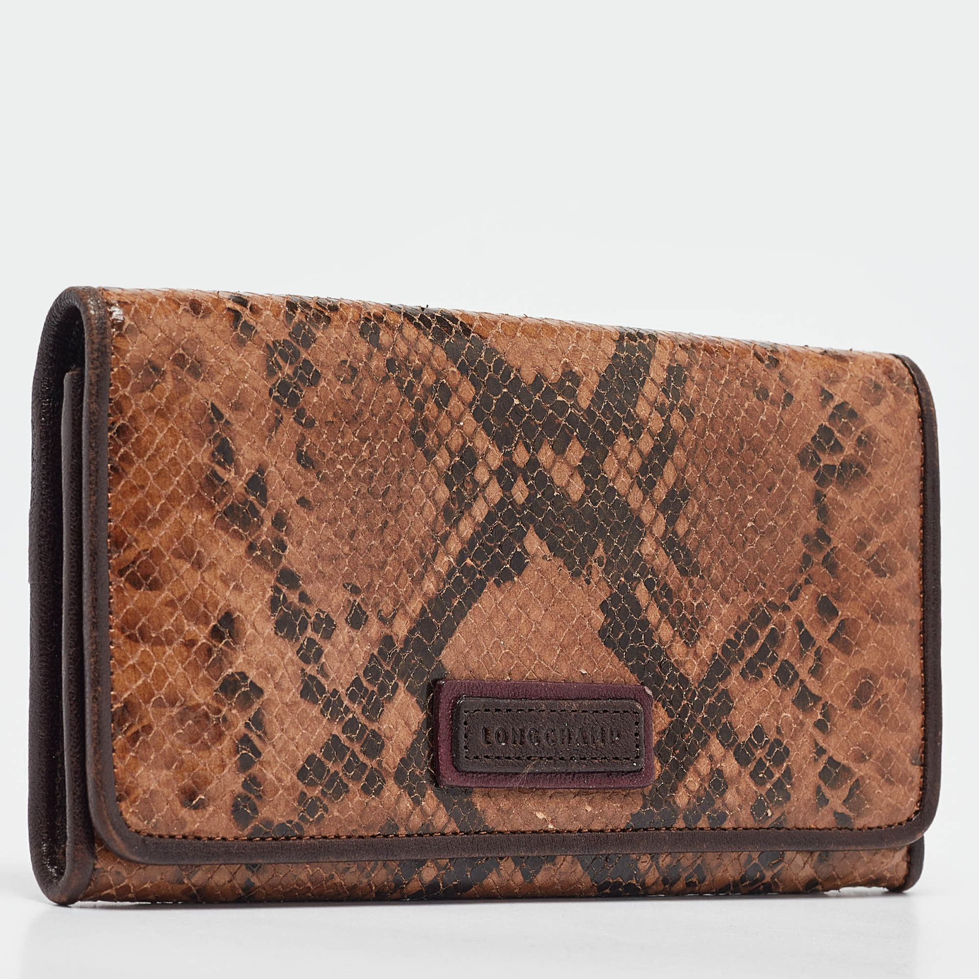 Longchamp Multicolor Snakeskin Embossed Leather Continental Wallet