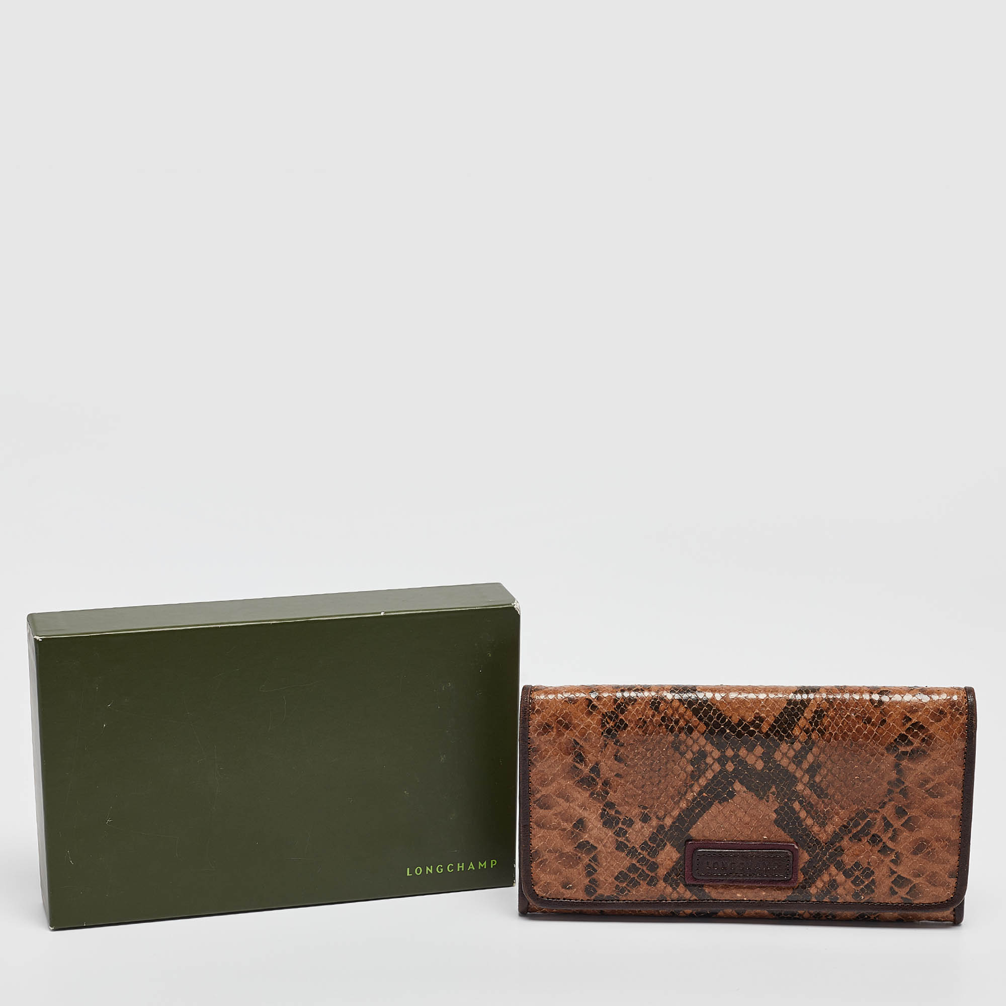 Longchamp Multicolor Snakeskin Embossed Leather Continental Wallet